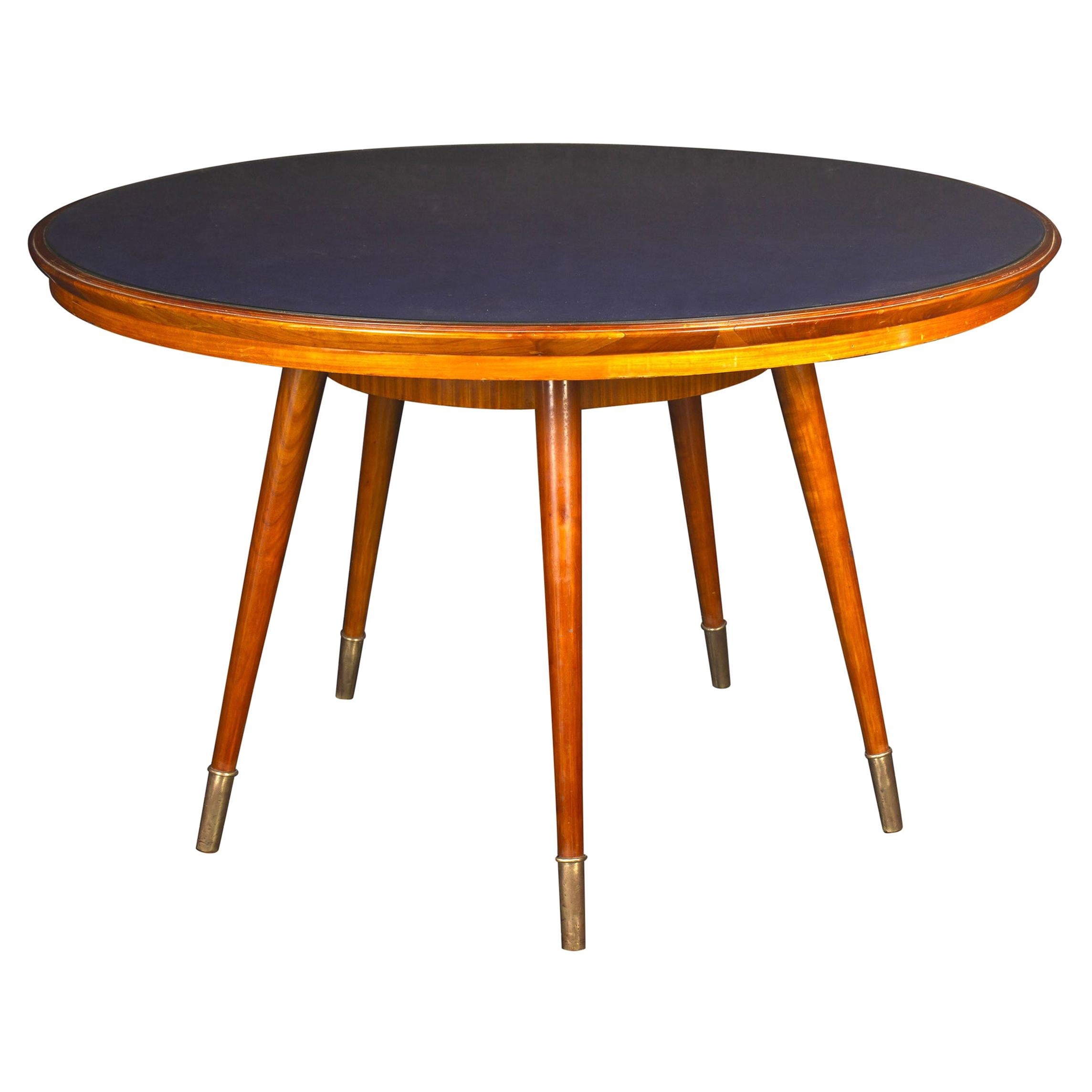 Midcentury Blue Top Dining or Center Table attr. to Gio Ponti
