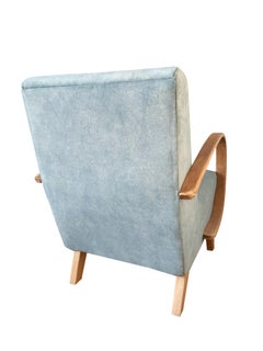 Mid-Century Blue Velvet Armchair by J. Halabala, Czech Republic, 1950s