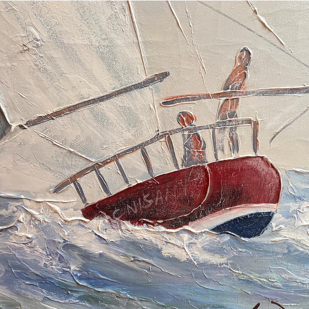 Italian Midcentury Boat Painting For Sale