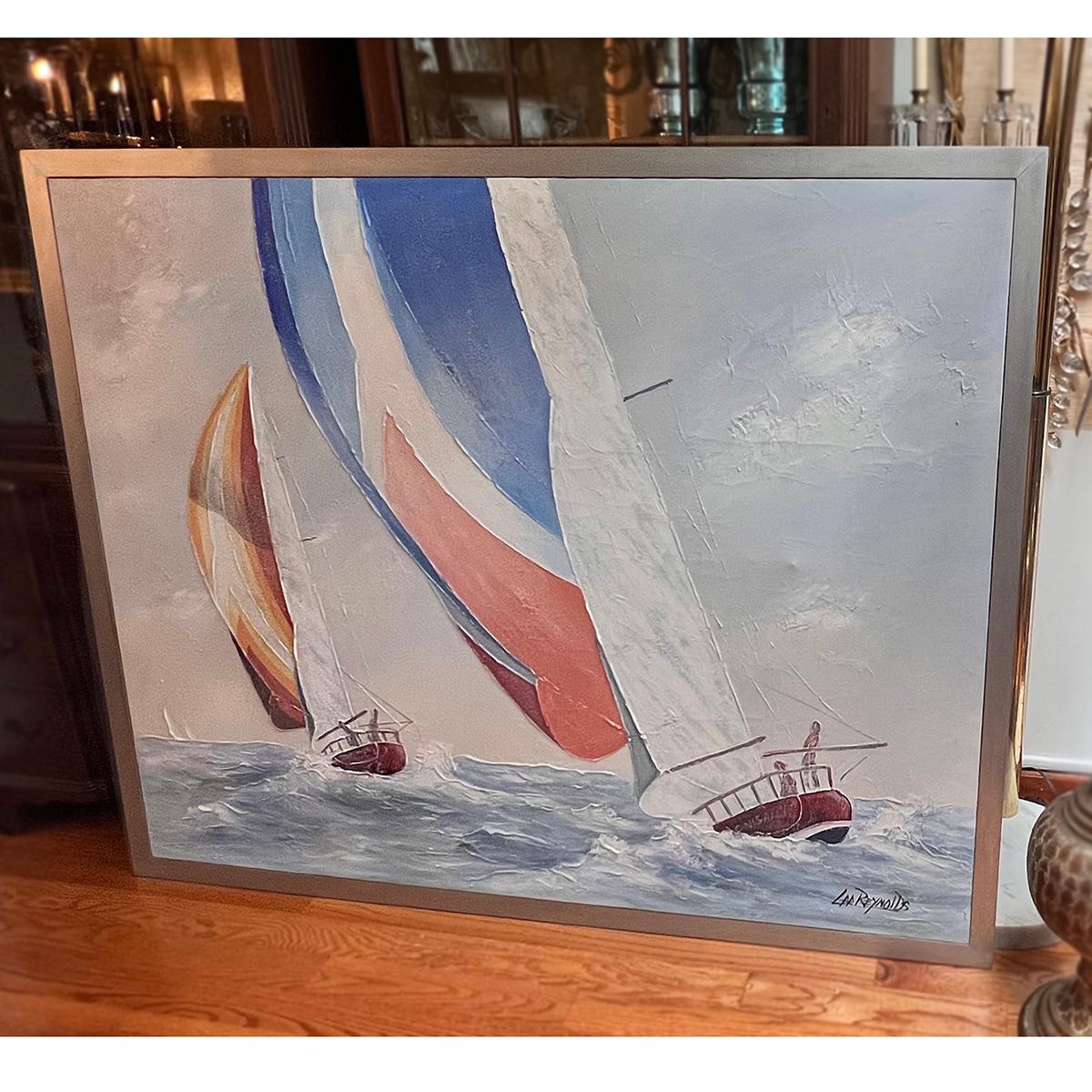Mid-20th Century Midcentury Boat Painting For Sale