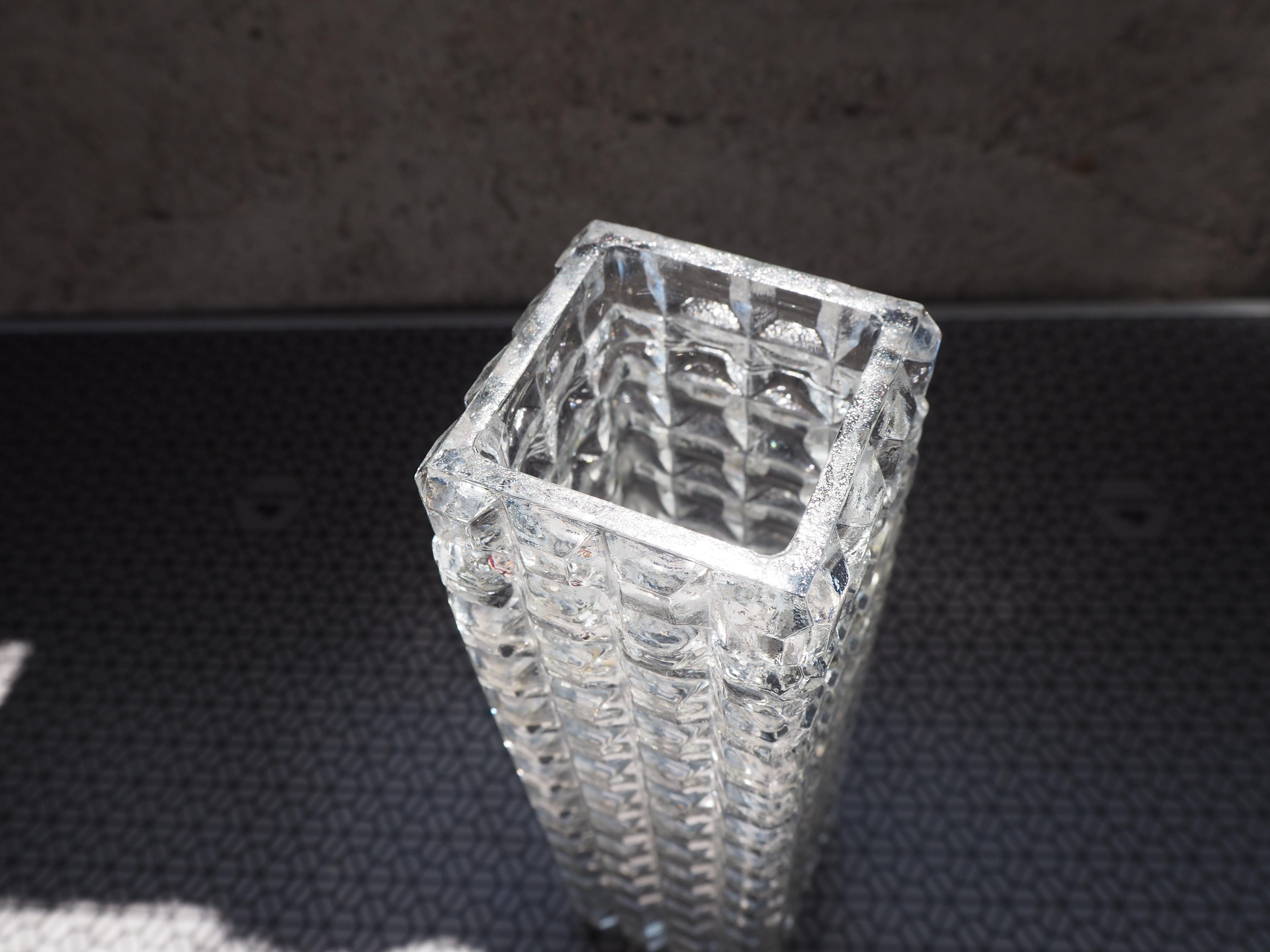 Wood Midcentury Bohemia Glass Vase, 1960s For Sale