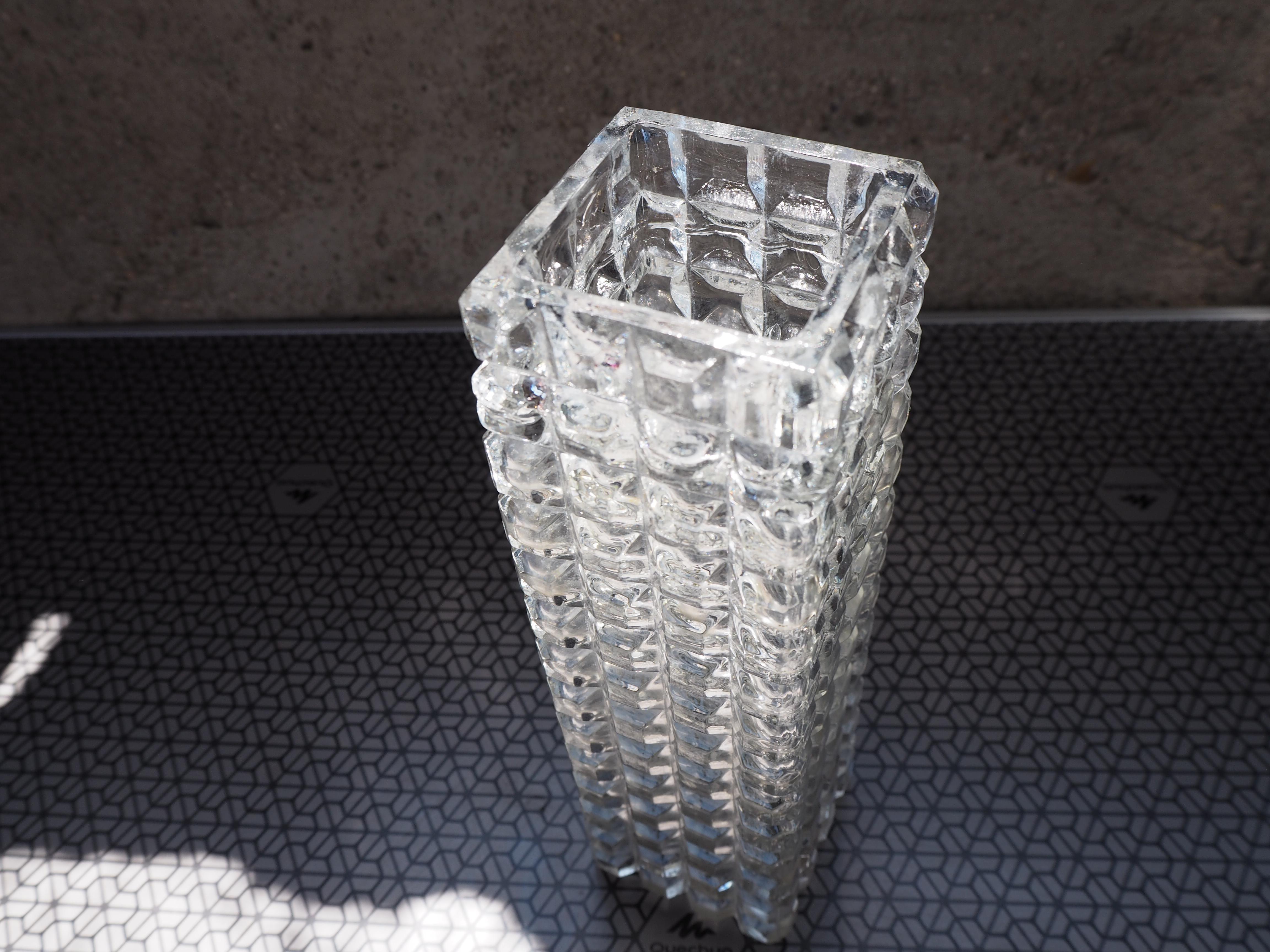 Midcentury Bohemia Glass Vase, 1960s For Sale 1