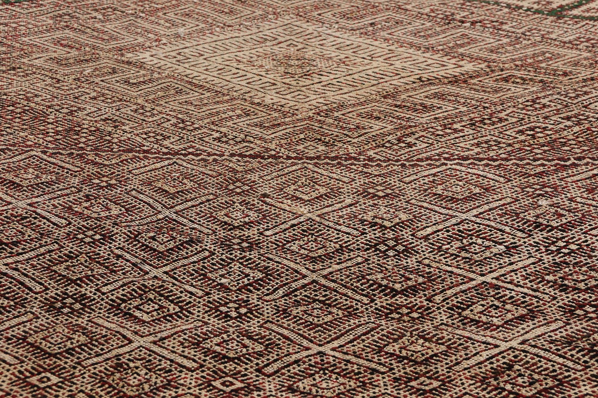 Wool Midcentury Bohemian Vintage Moroccan Zemmour Kilim Berber Rug, 03'04 x 17'06 For Sale
