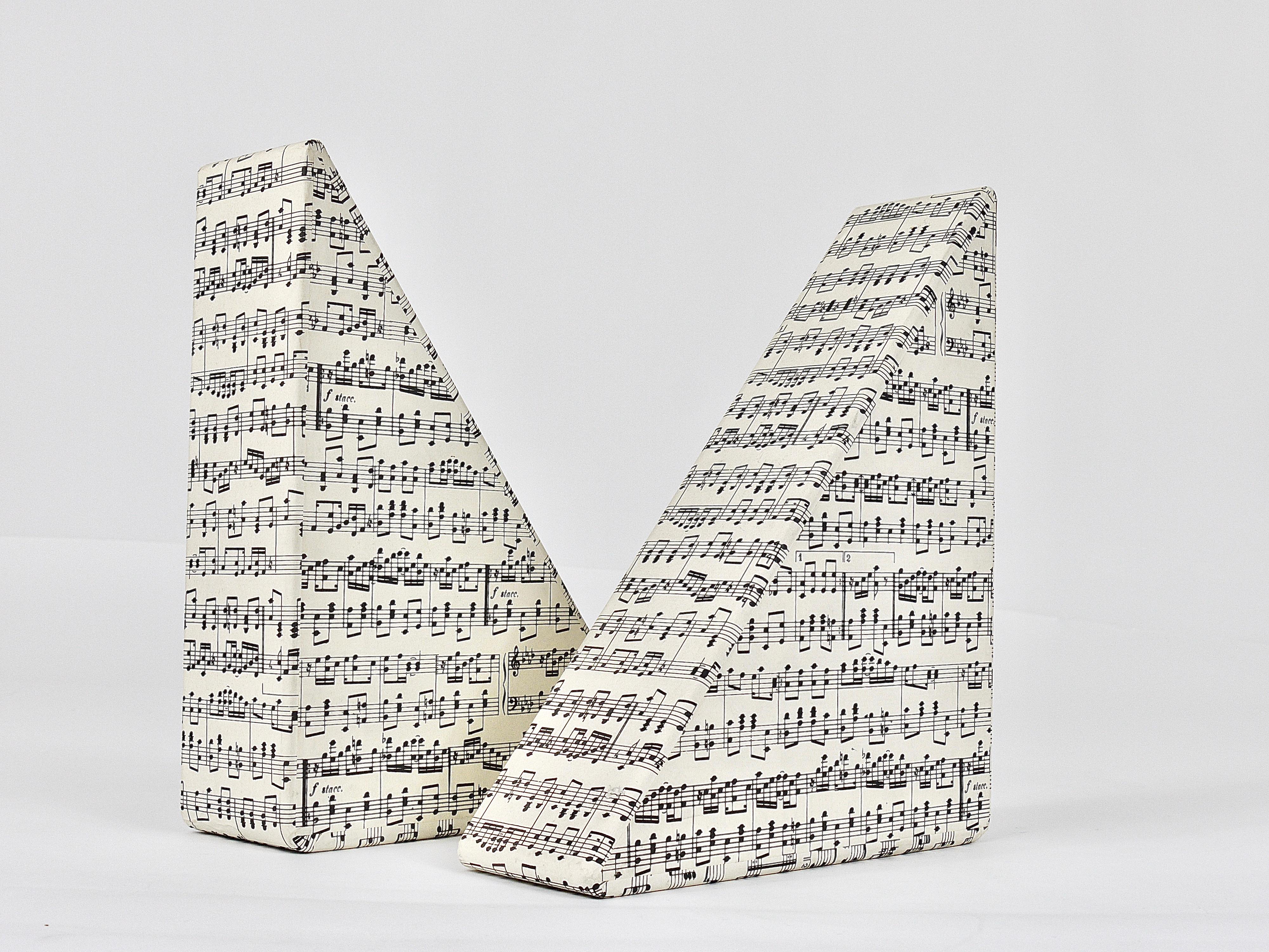 Midcentury Bookends with Music Sheet Pattern by Grafiche Tassotti & Figli, Italy For Sale 2