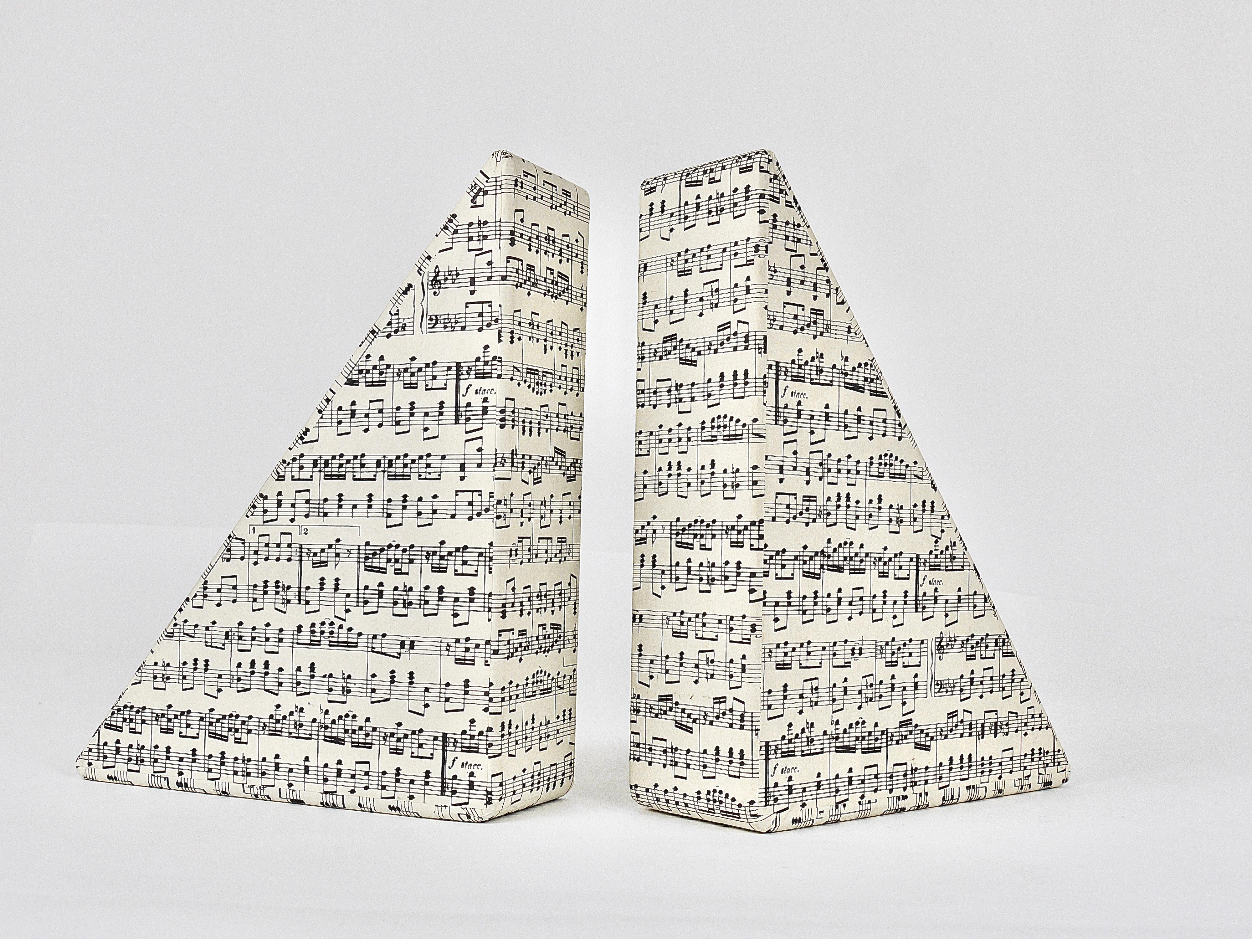 Midcentury Bookends with Music Sheet Pattern by Grafiche Tassotti & Figli, Italy For Sale 4