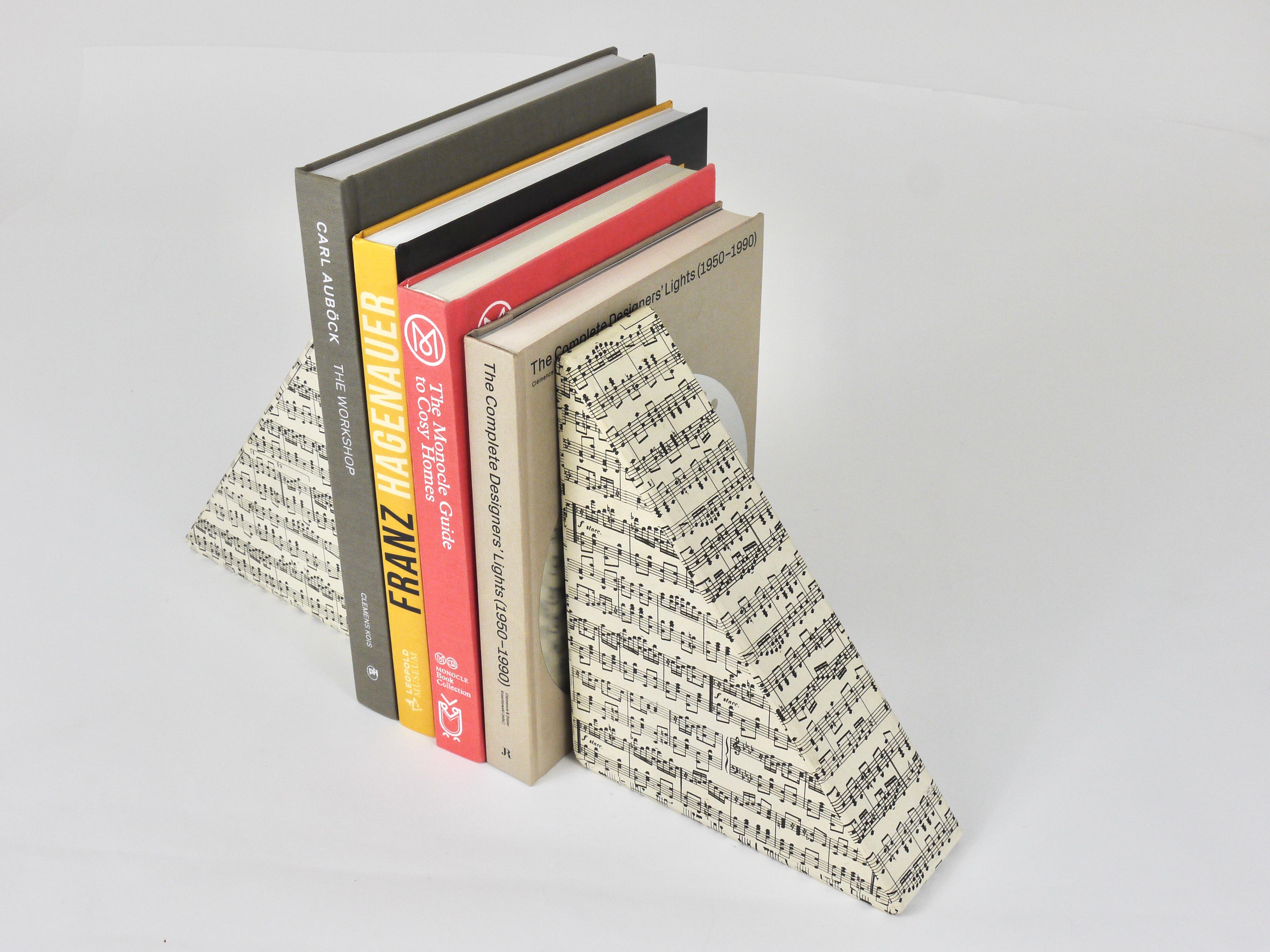 Midcentury Bookends with Music Sheet Pattern by Grafiche Tassotti & Figli, Italy For Sale 9