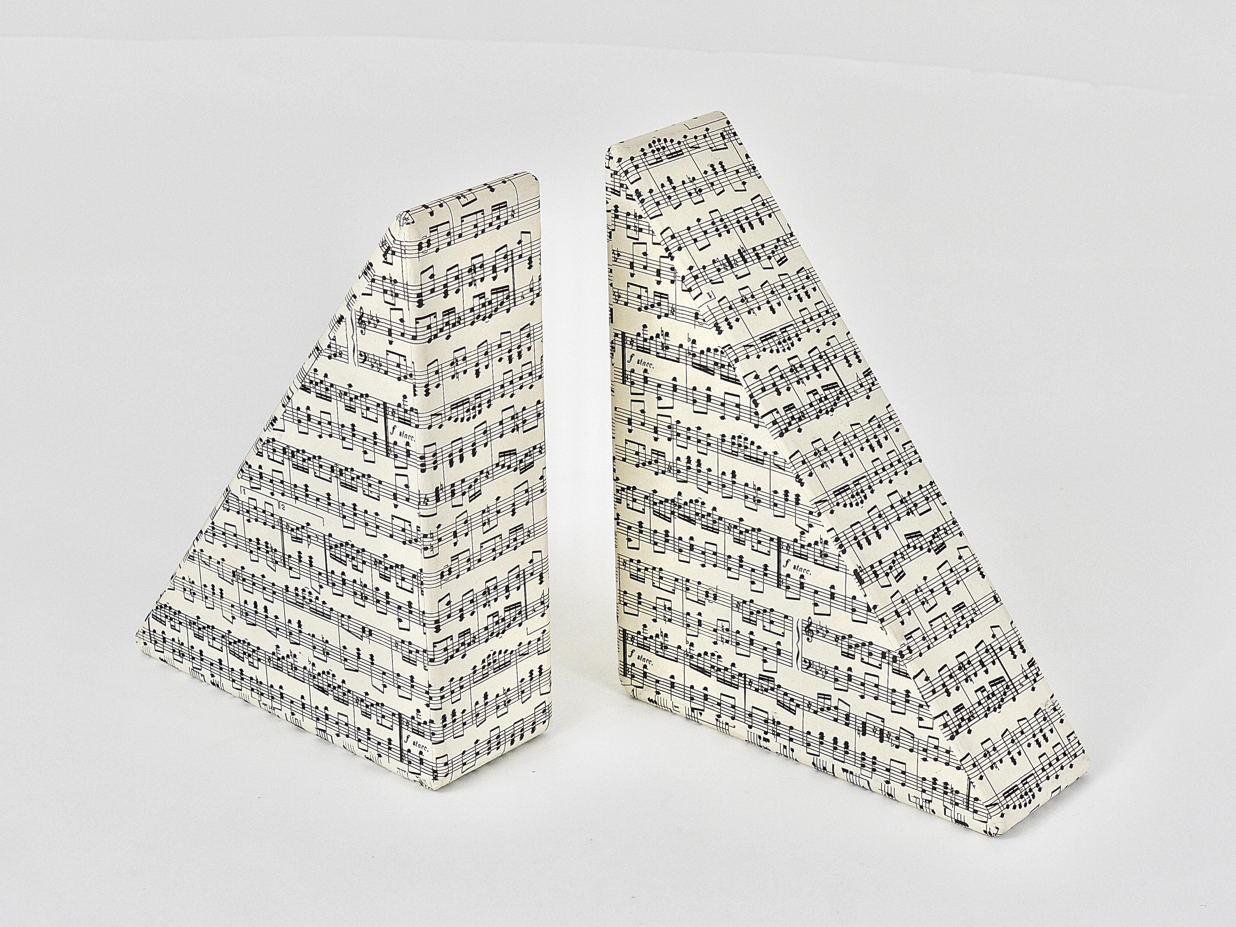 Midcentury Bookends with Music Sheet Pattern by Grafiche Tassotti & Figli, Italy For Sale 11