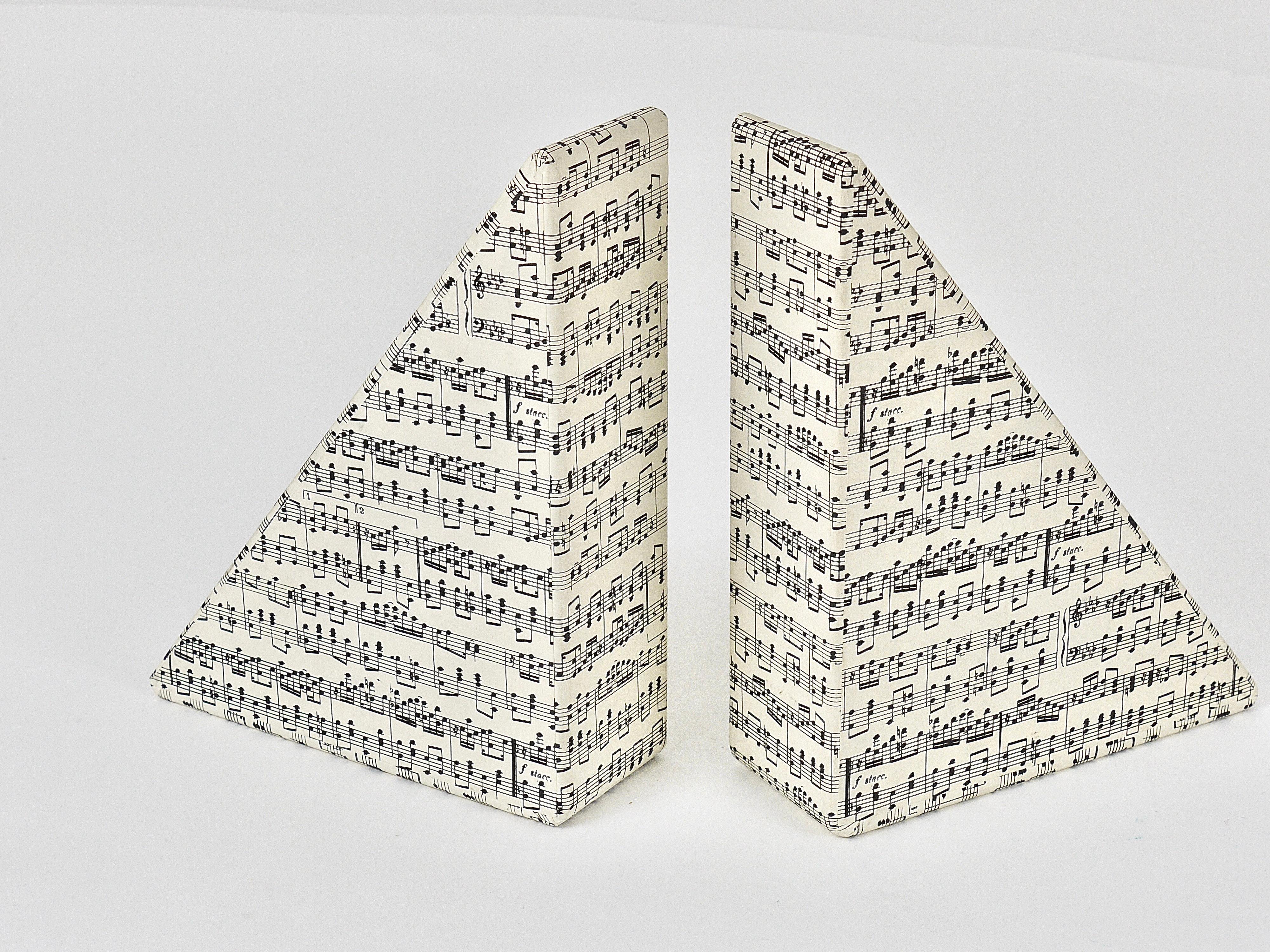 Midcentury Bookends with Music Sheet Pattern by Grafiche Tassotti & Figli, Italy For Sale 12