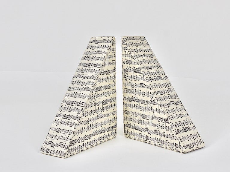 Midcentury Bookends with Music Sheet Pattern by Grafiche Tassotti and