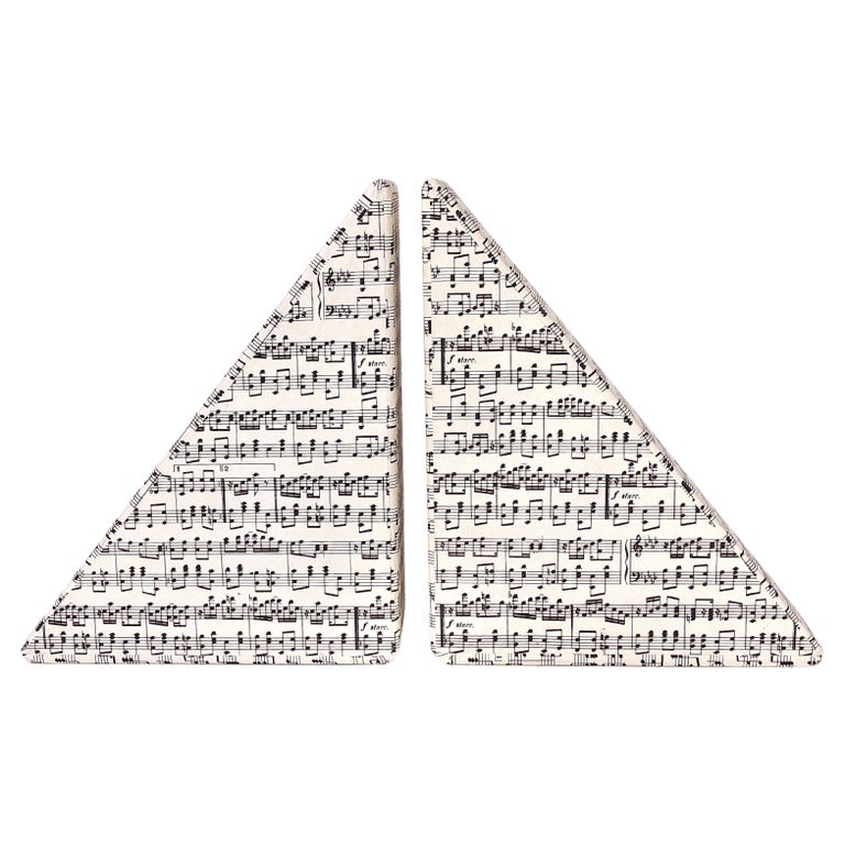 Midcentury Bookends with Music Sheet Pattern by Grafiche Tassotti and