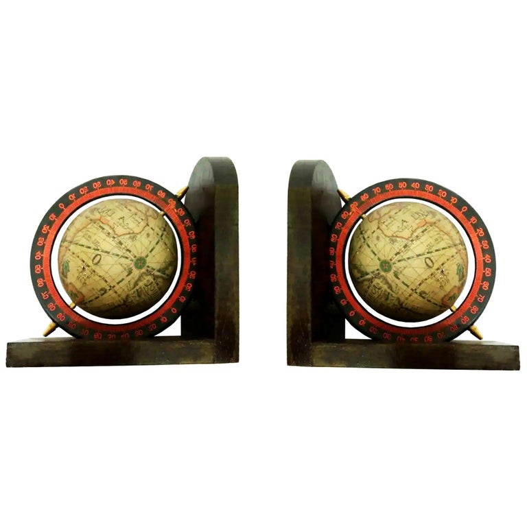 Midcentury Bookends World Globe at 1stDibs
