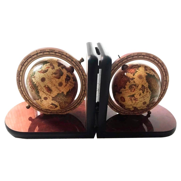 MidCentury Bookends World Globe at 1stDibs