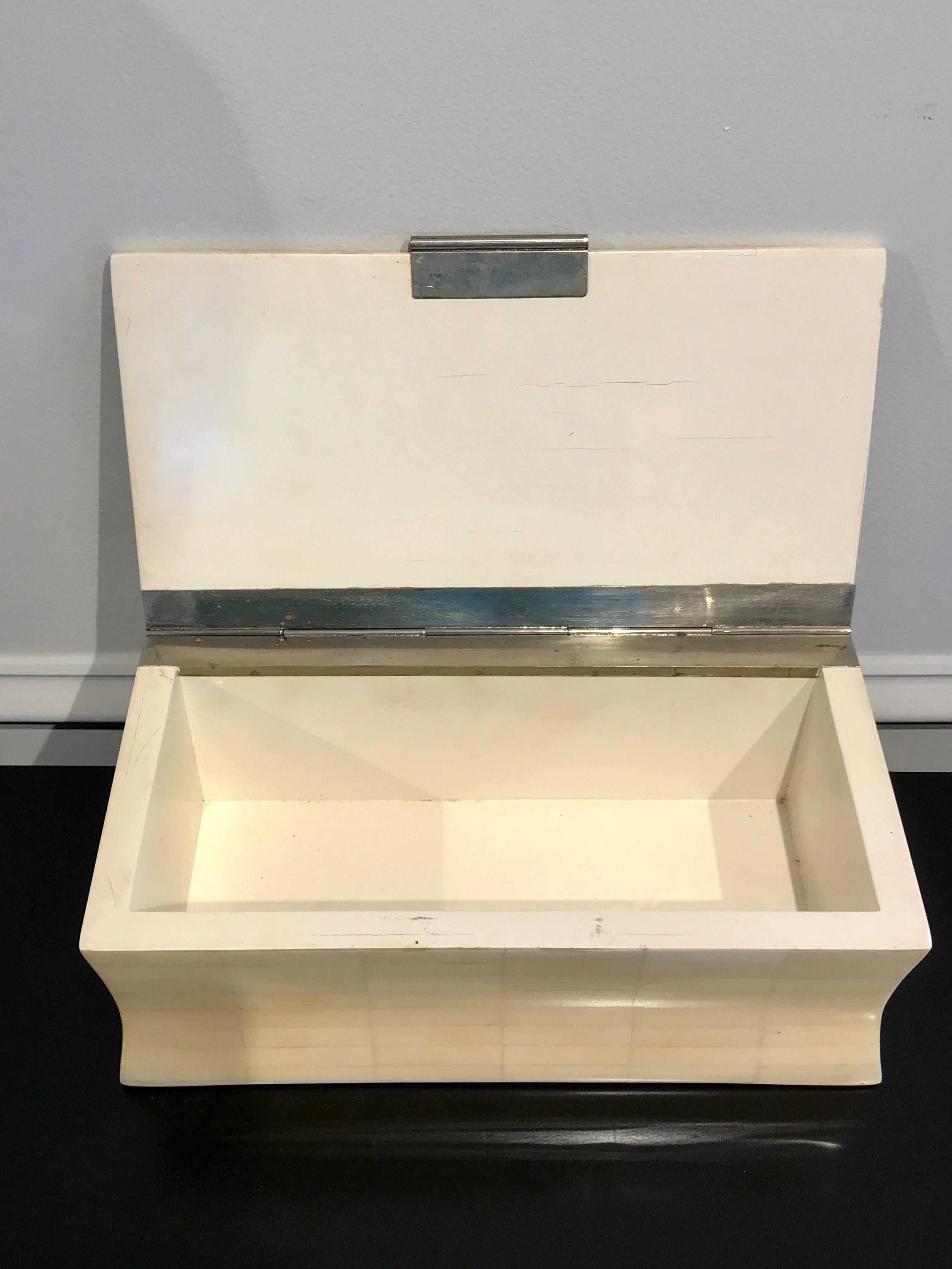 Mid-Century Modern Midcentury Bookmatched Bone Table Box For Sale