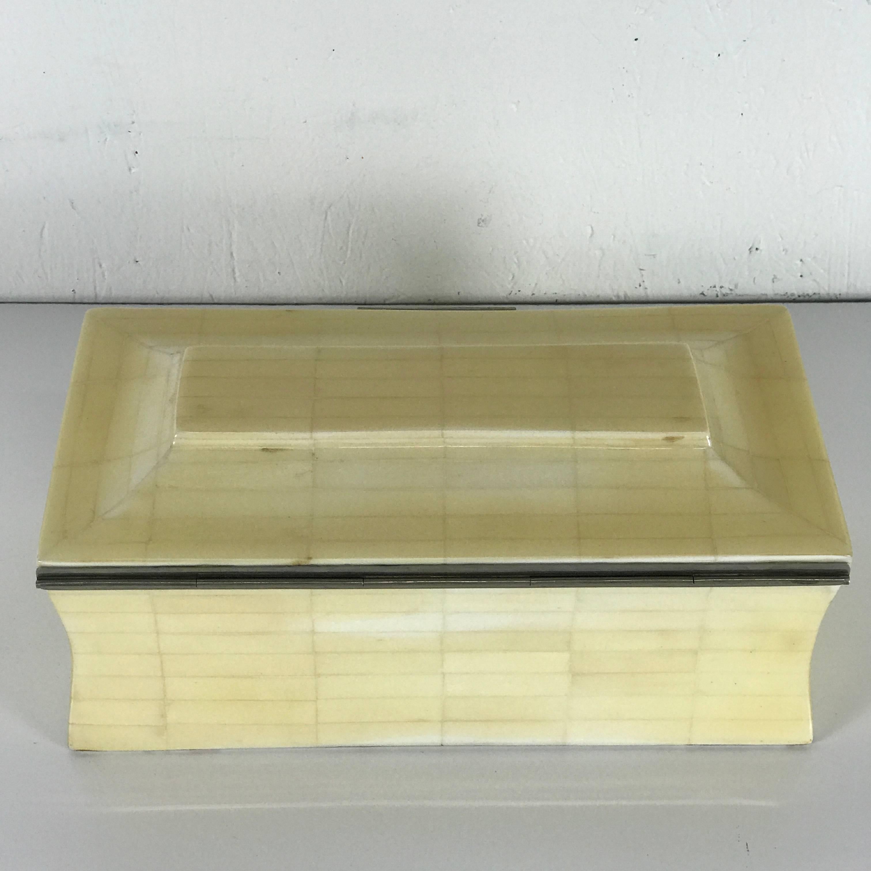 Late 20th Century Midcentury Bookmatched Bone Table Box For Sale