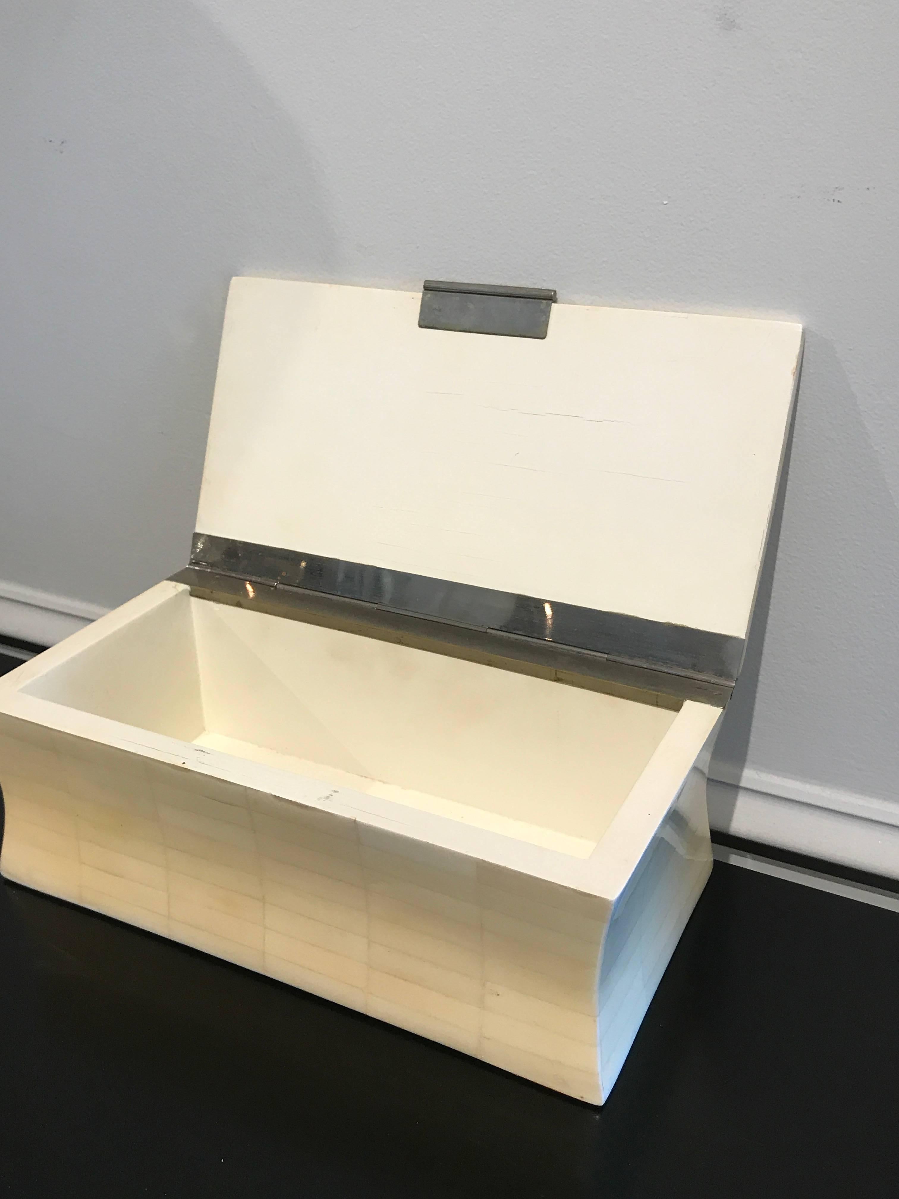 Midcentury Bookmatched Bone Table Box For Sale 1