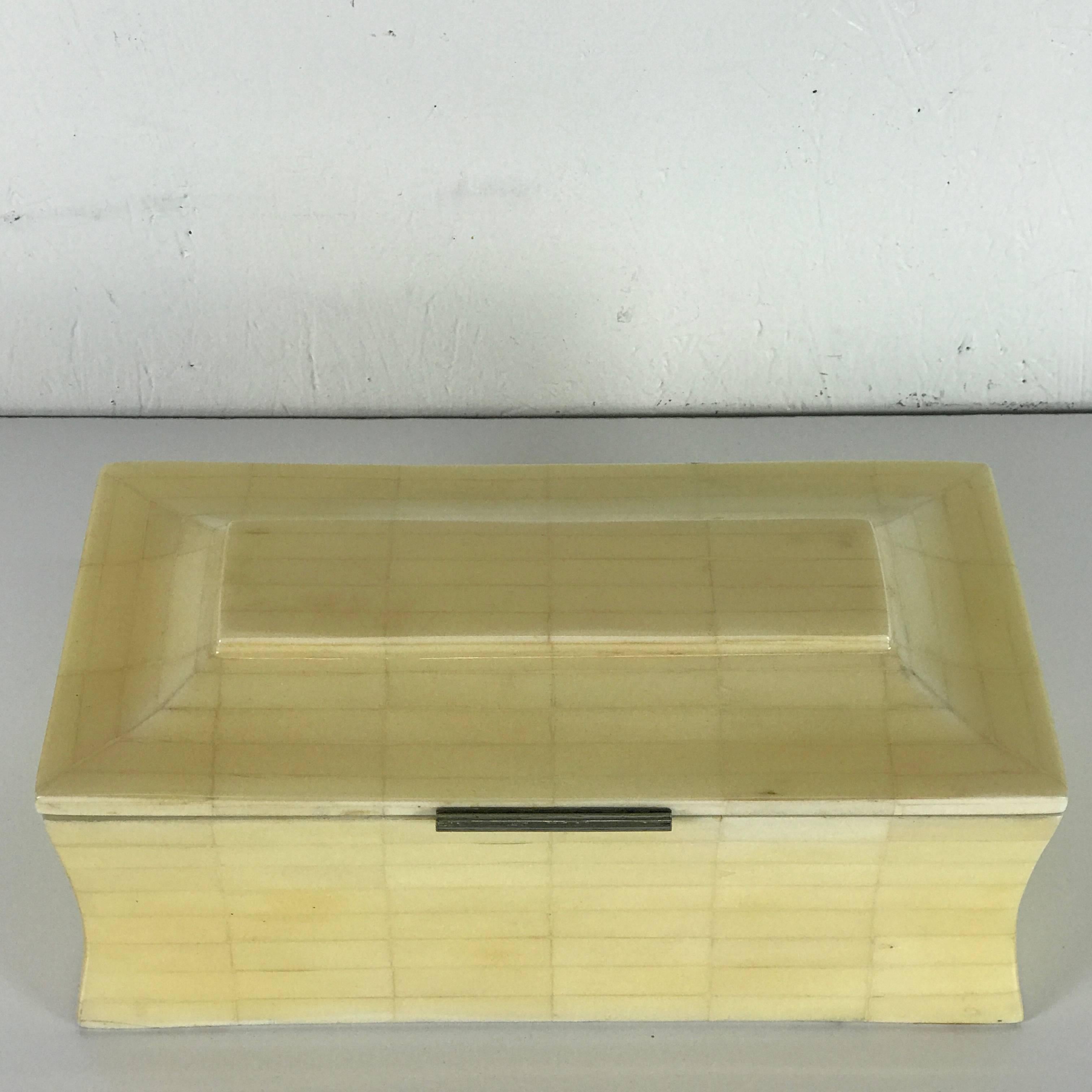 Midcentury Bookmatched Bone Table Box For Sale 3
