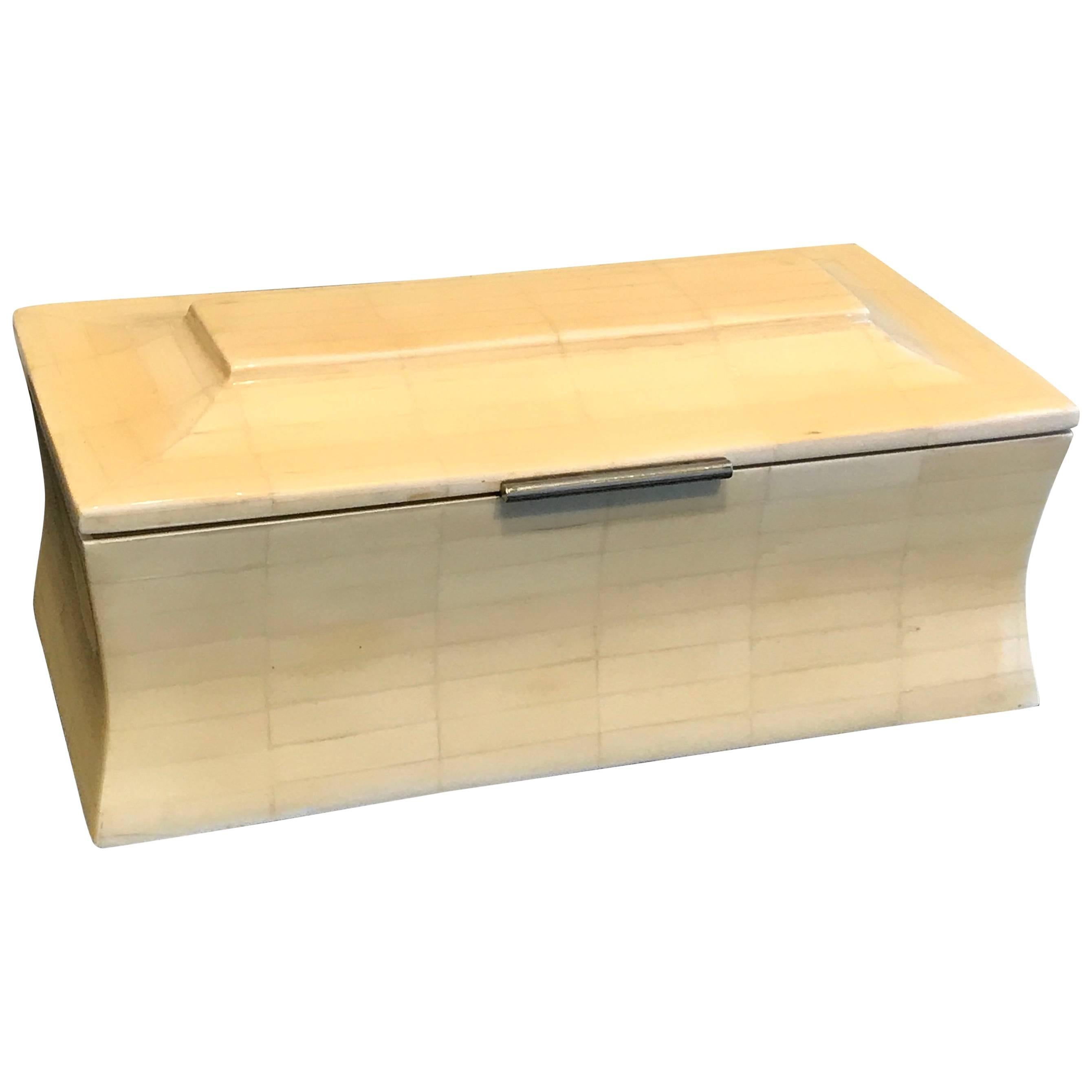 Midcentury Bookmatched Bone Table Box For Sale