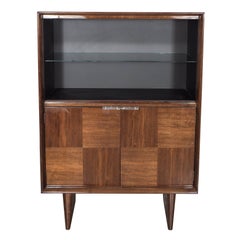 Midcentury Bookmatched Walnut Bar/Cabinet by Gilbert Rohde for Herman Miller