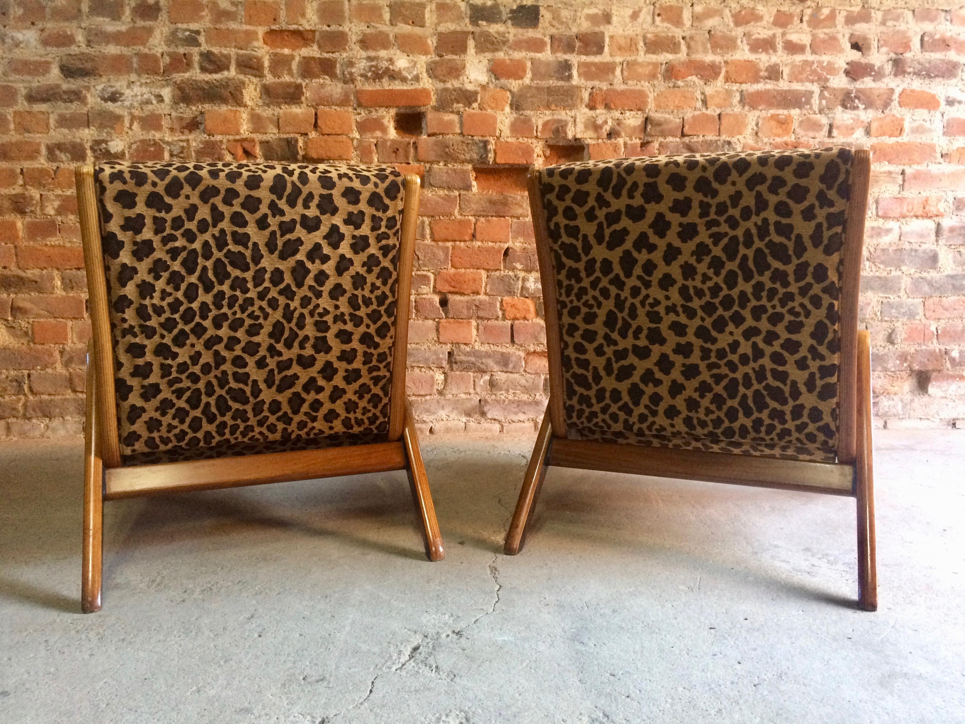 Midcentury Boomerang Chairs Pair by Neil Morris for Morris of Glasgow Walnut 5