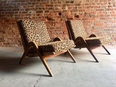 Midcentury Boomerang Chairs Pair by Neil Morris for Morris of Glasgow Walnut