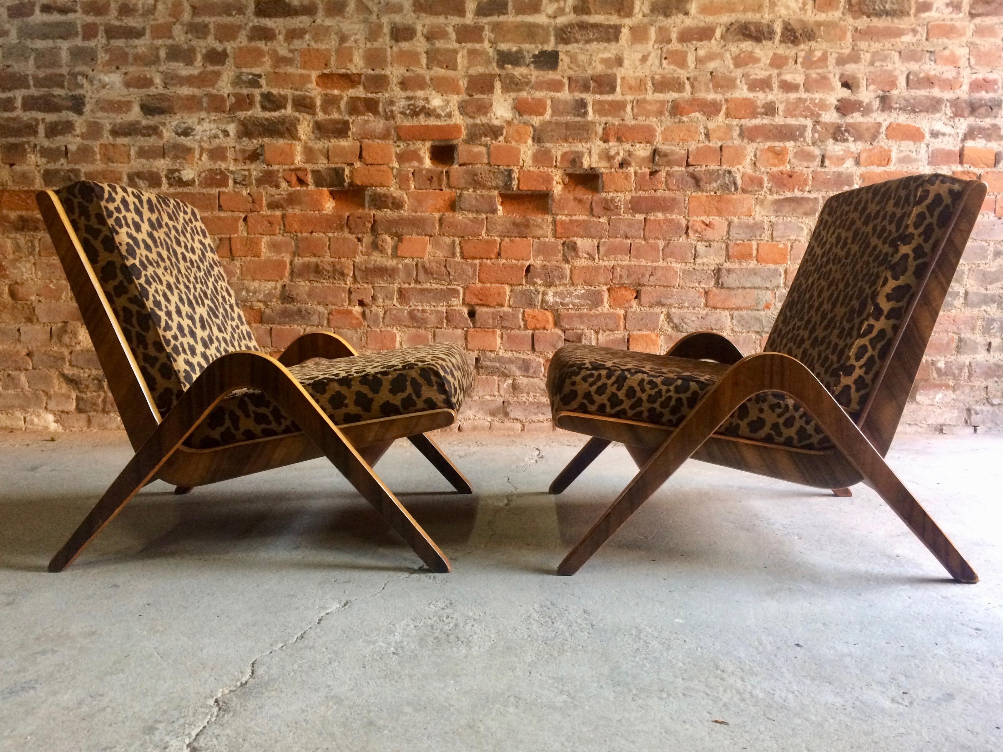Mid-20th Century Midcentury Boomerang Chairs Pair by Neil Morris for Morris of Glasgow Walnut