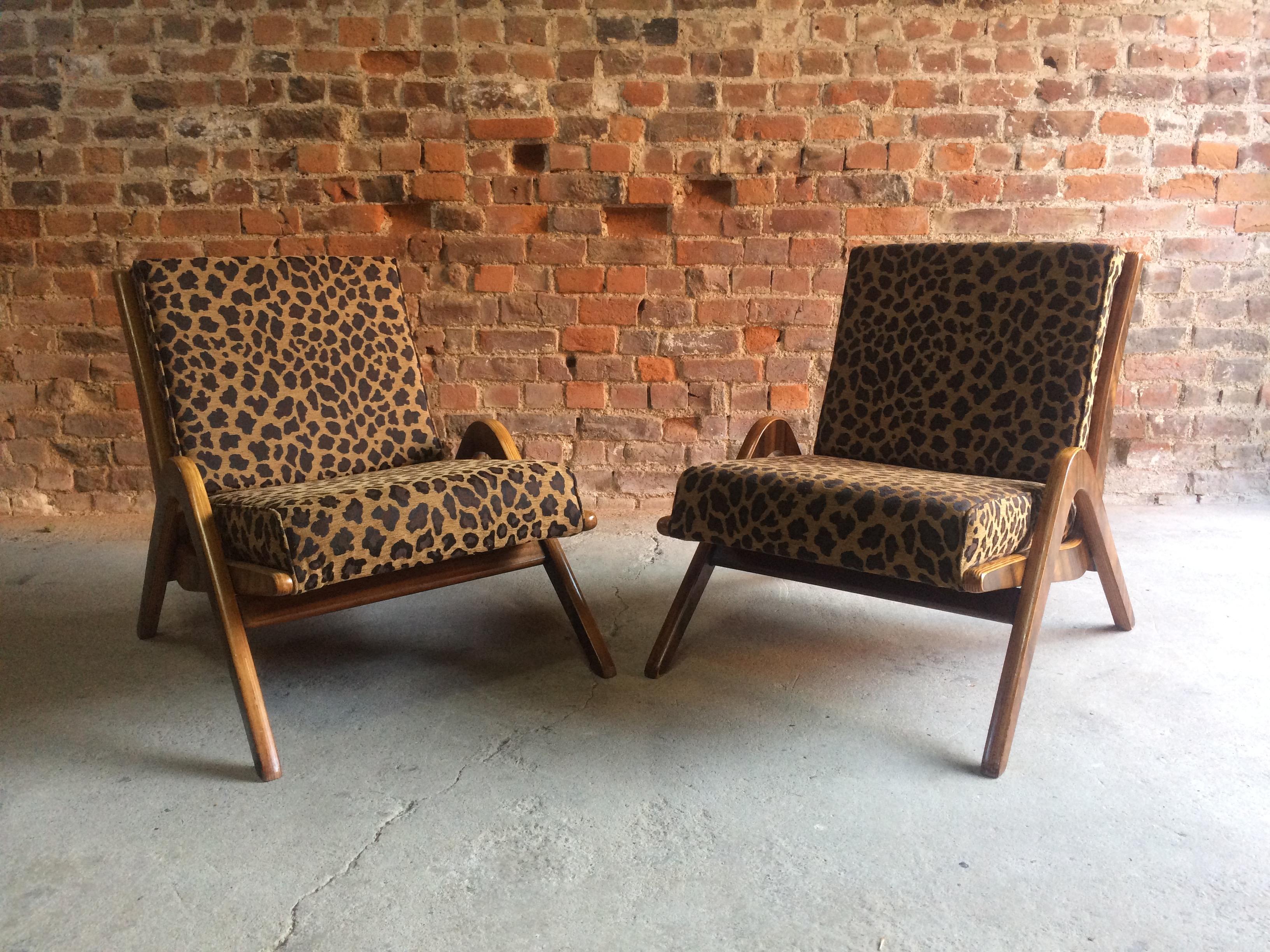 Midcentury Boomerang Chairs Pair by Neil Morris for Morris of Glasgow Walnut 1