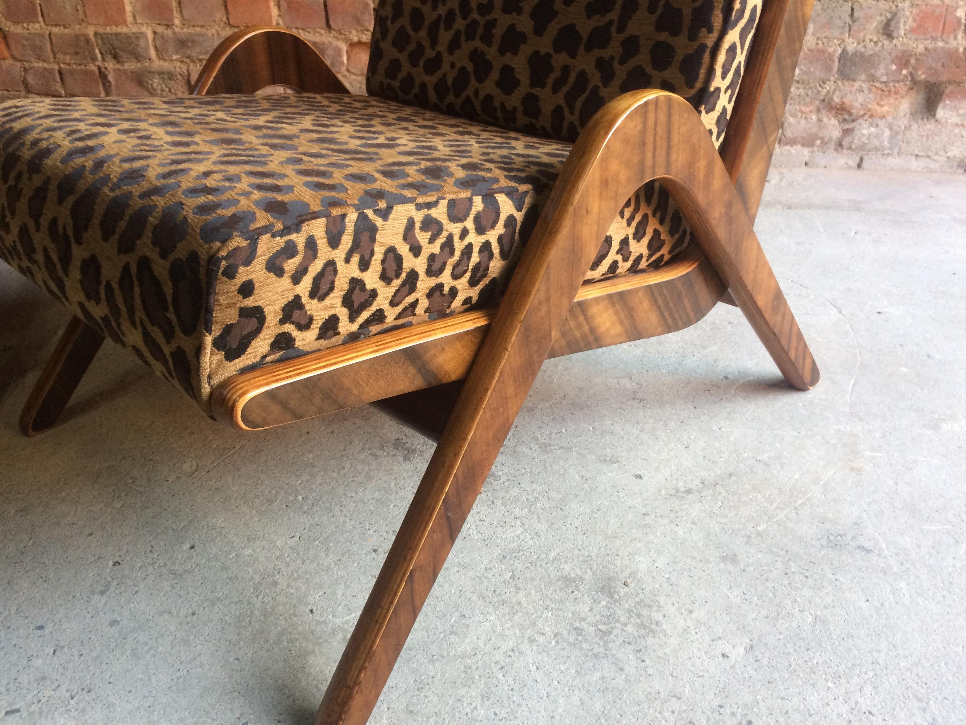 Midcentury Boomerang Chairs Pair by Neil Morris for Morris of Glasgow Walnut 2