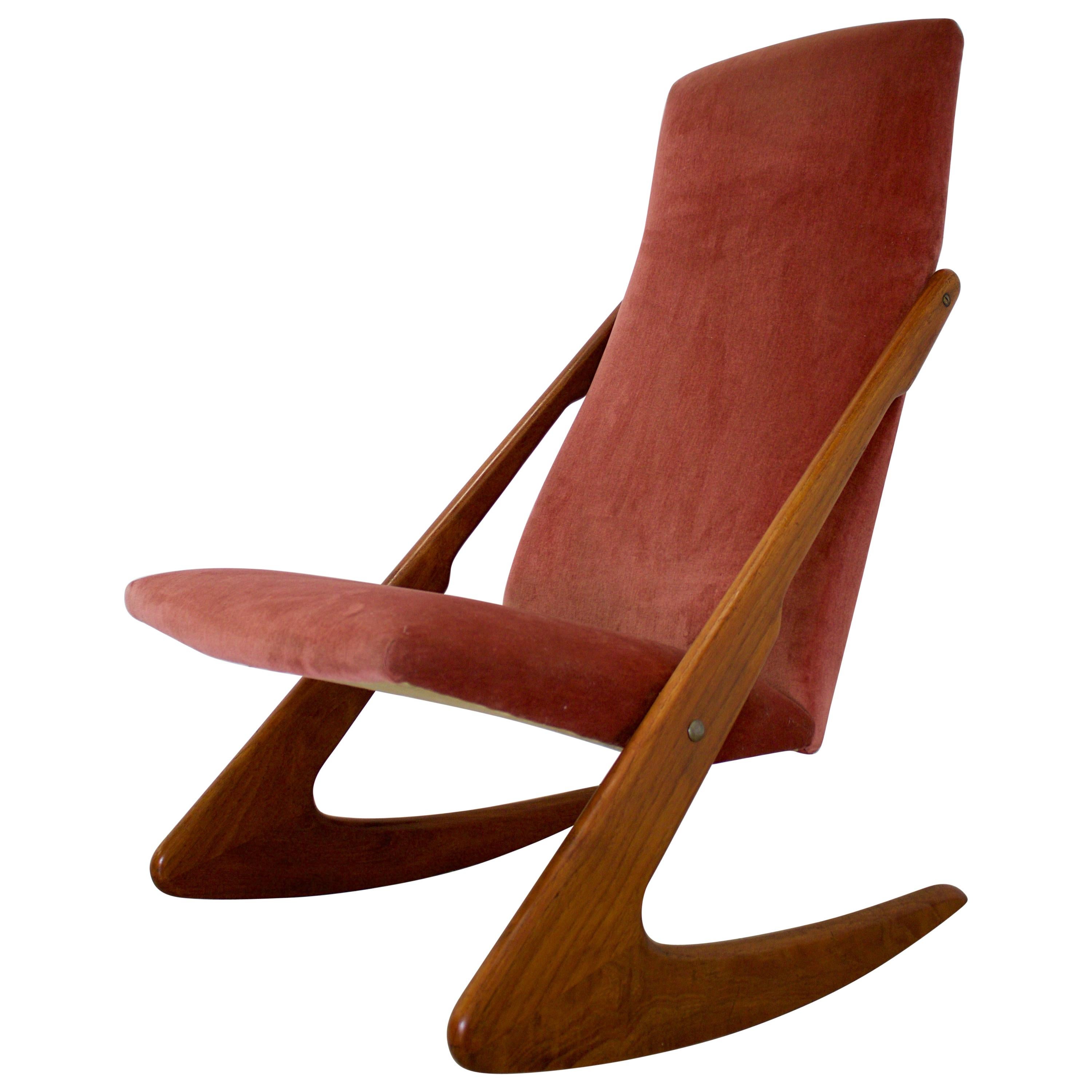 Midcentury Boomerang Rocking Chair by Mogens Kold, 1960s