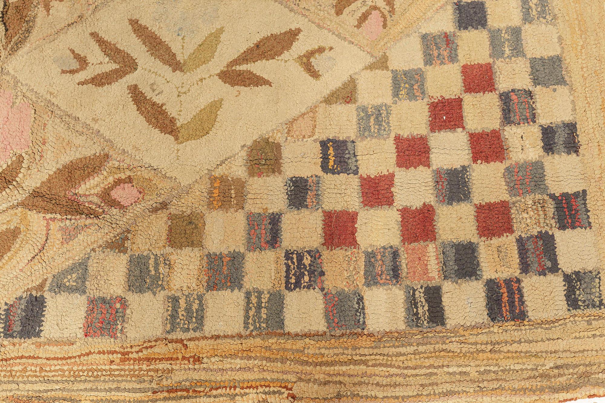 Mid-Century Modern Tapis en laine crochetée Botanic du milieu du siècle en vente