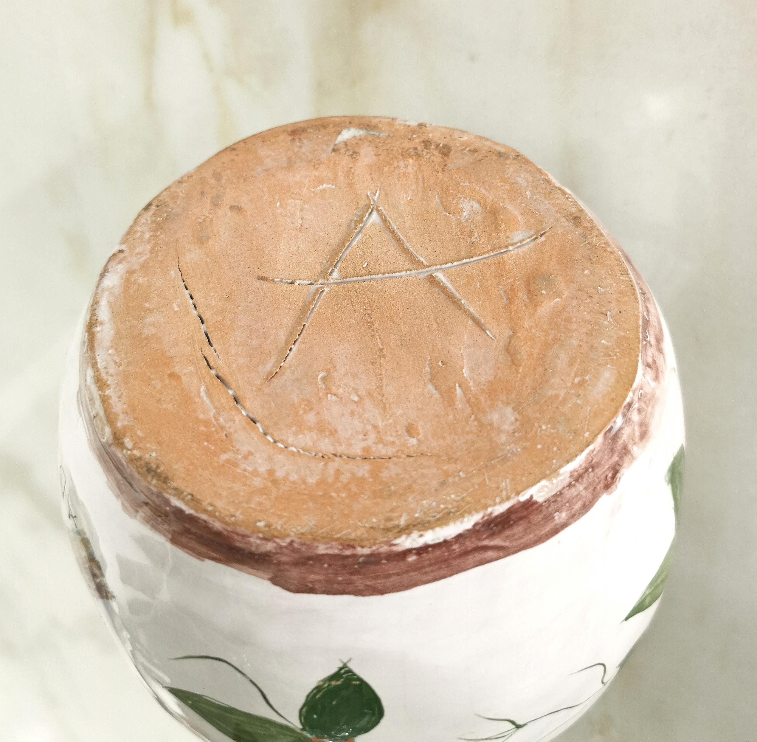 Midcentury Bottle Vase Enameled Ceramic Decorative Object Italian Design, 1970s For Sale 5