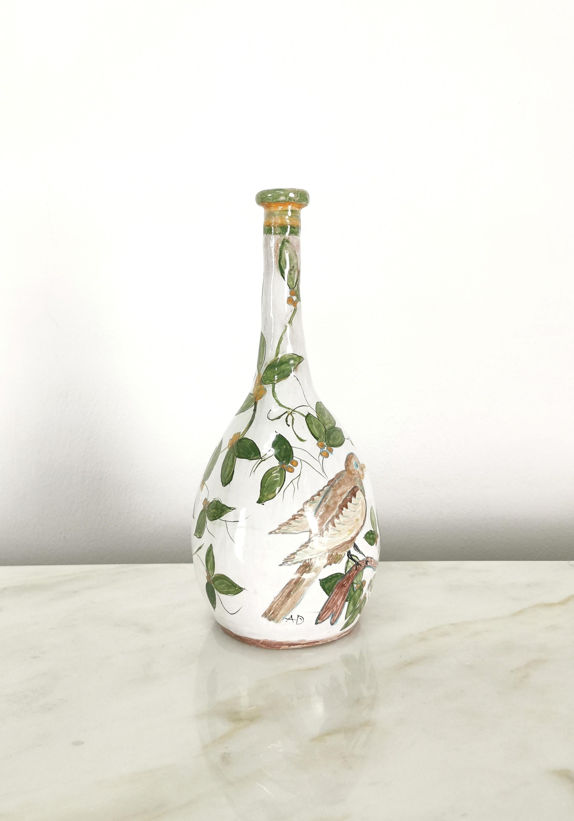 20th Century Midcentury Bottle Vase Enameled Ceramic Decorative Object Italian Design, 1970s For Sale