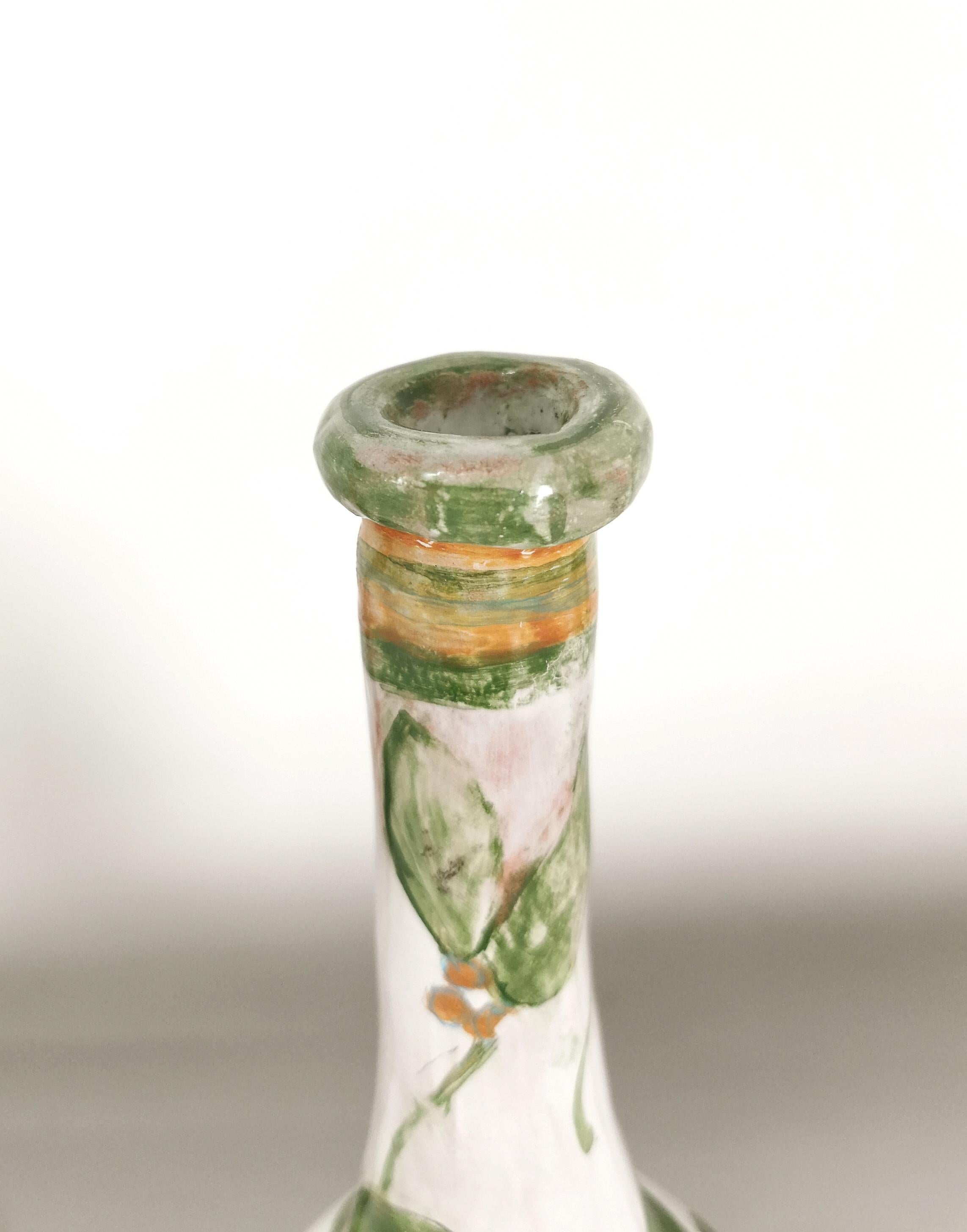 Midcentury Bottle Vase Enameled Ceramic Decorative Object Italian Design, 1970s For Sale 3