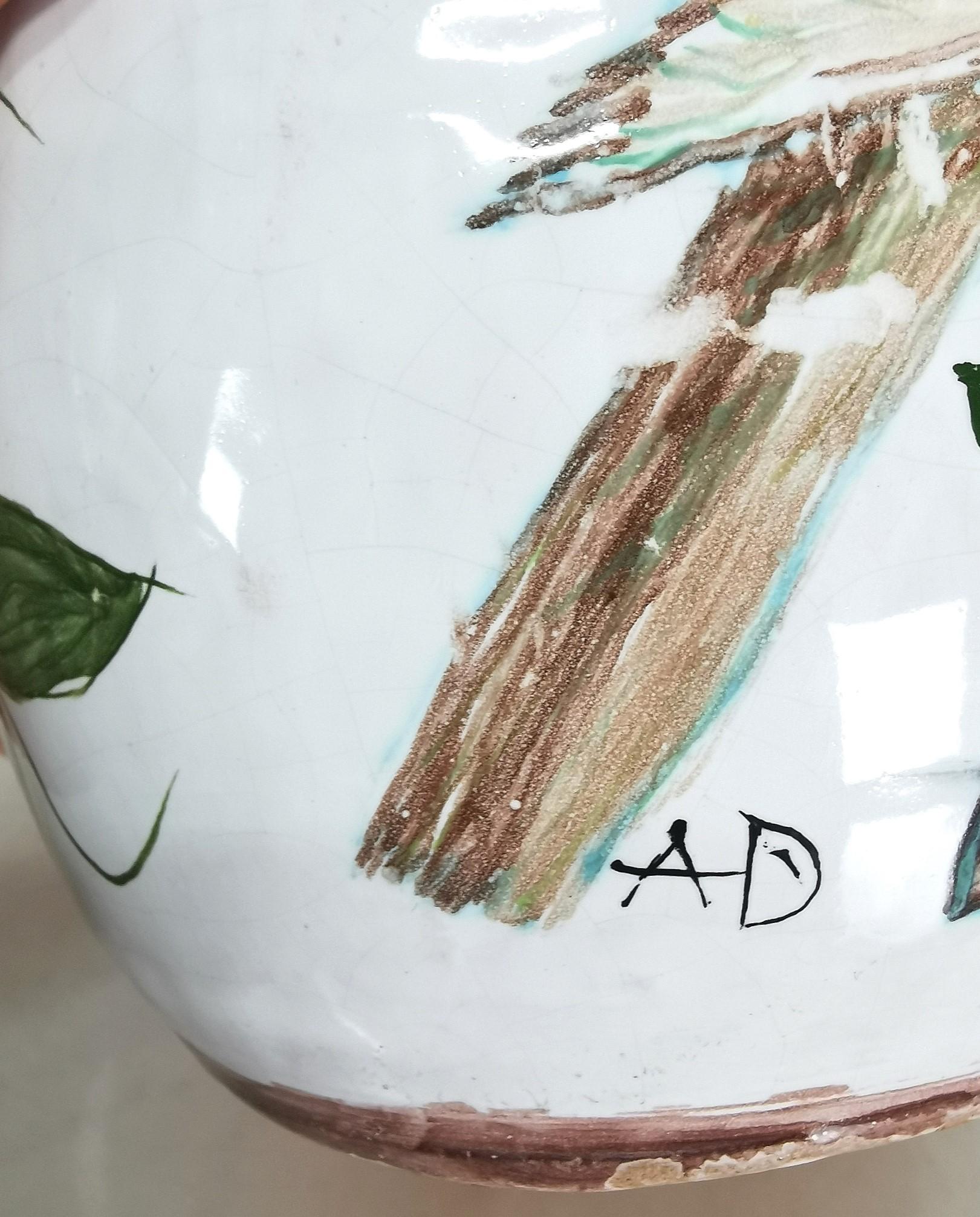 Midcentury Bottle Vase Enameled Ceramic Decorative Object Italian Design, 1970s For Sale 4