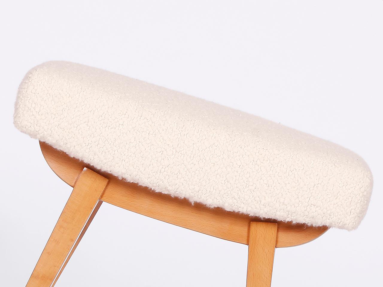 Mid-Century Modern Mid-Century Boucle Bench Stool Footstool with Alpaca, 1960s For Sale