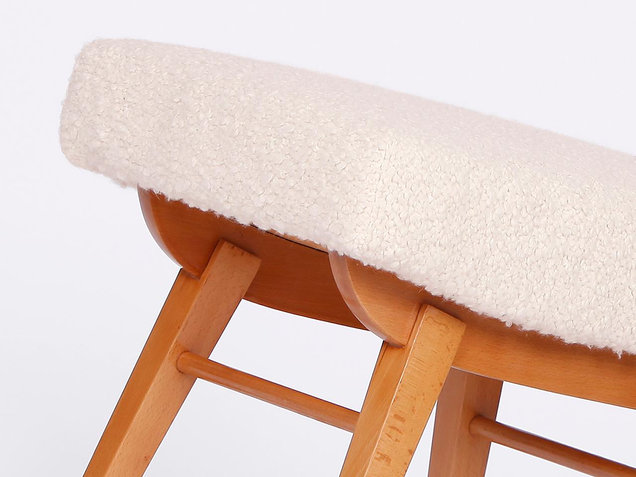 Mid-Century Boucle Bench Stool Footstool with Alpaca, 1960s In Excellent Condition For Sale In Wien, AT