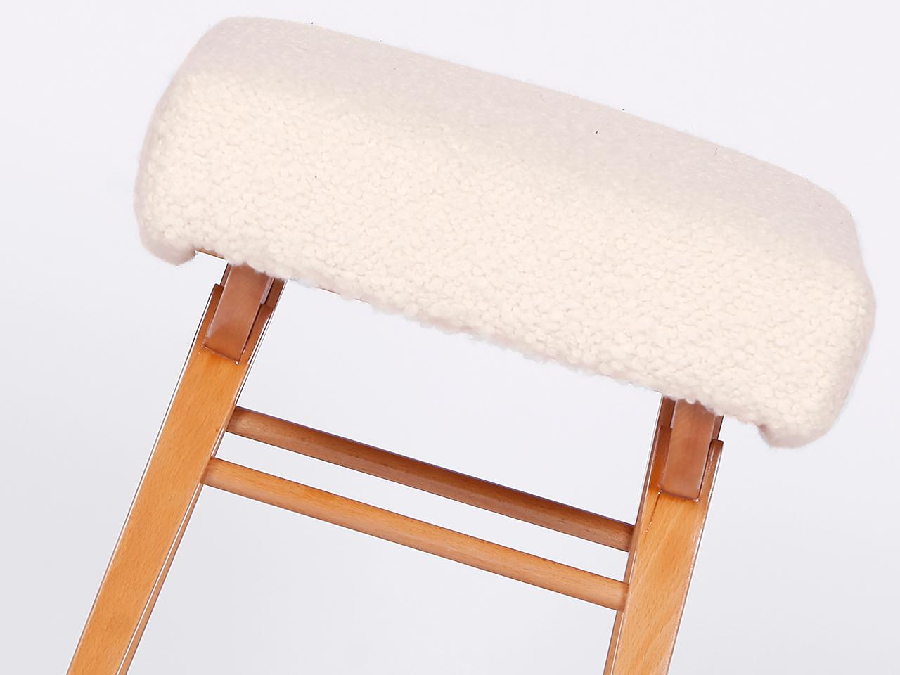 20th Century Mid-Century Boucle Bench Stool Footstool with Alpaca, 1960s For Sale