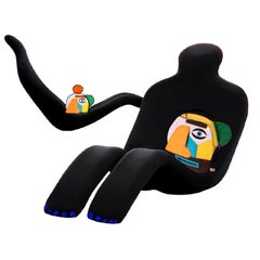 Midcentury Bouloum Lounge Chair, Arconas, Olivier Mourgue Black 1960s Longue