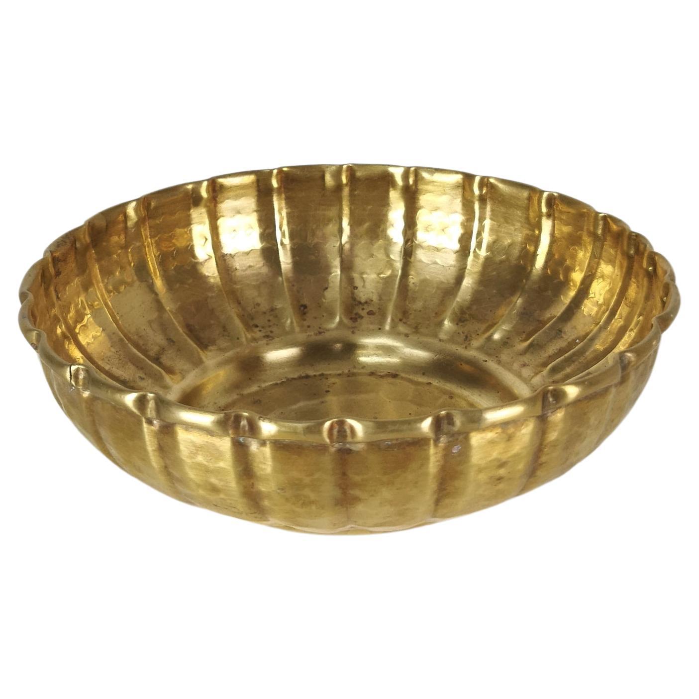 Mid-Century Bowl Decorative Object Hammered Brass Italian Design, 1970s