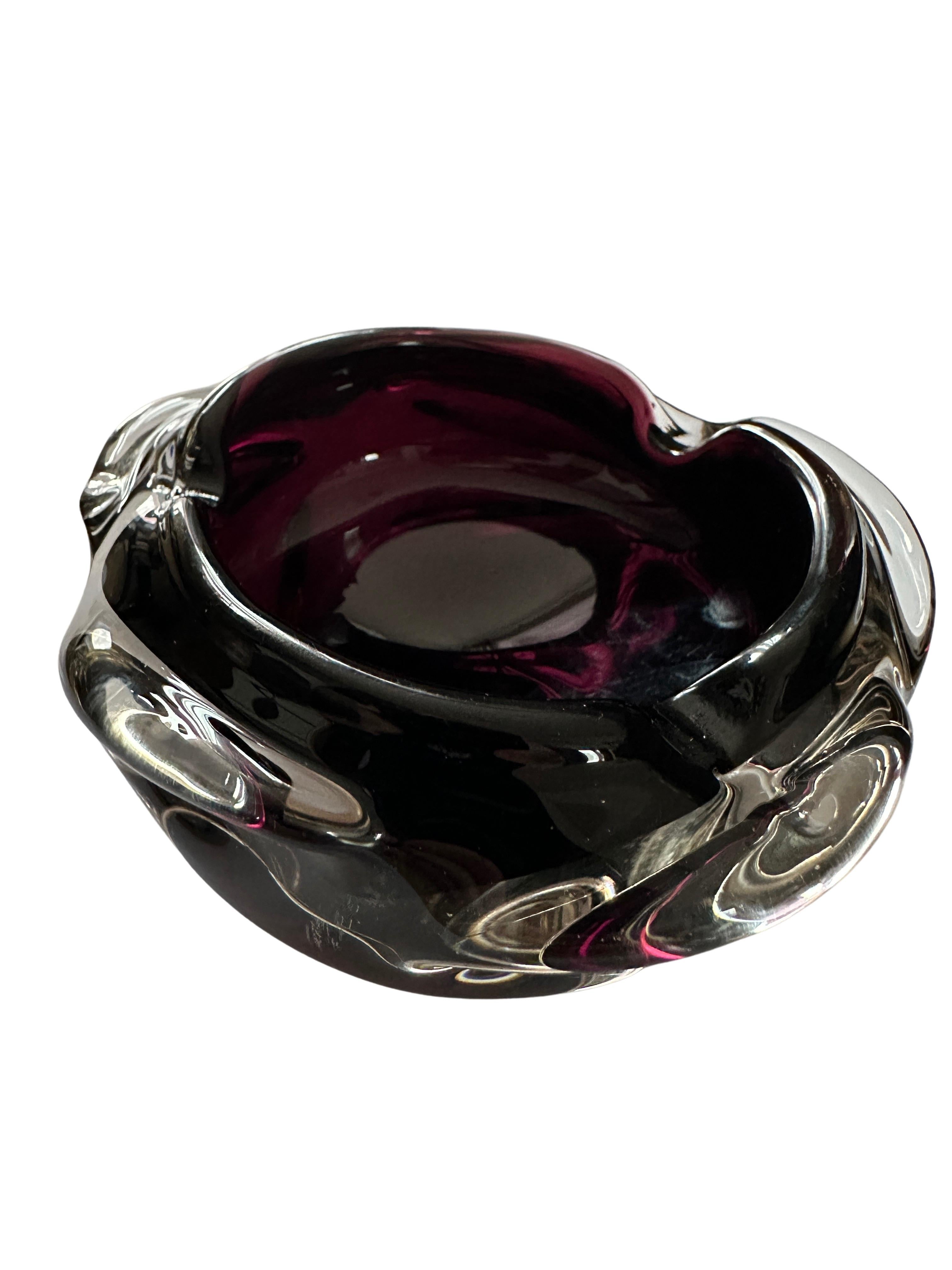 Polish Midcentury Bowl in Dark Burgundy Color, 1960s For Sale