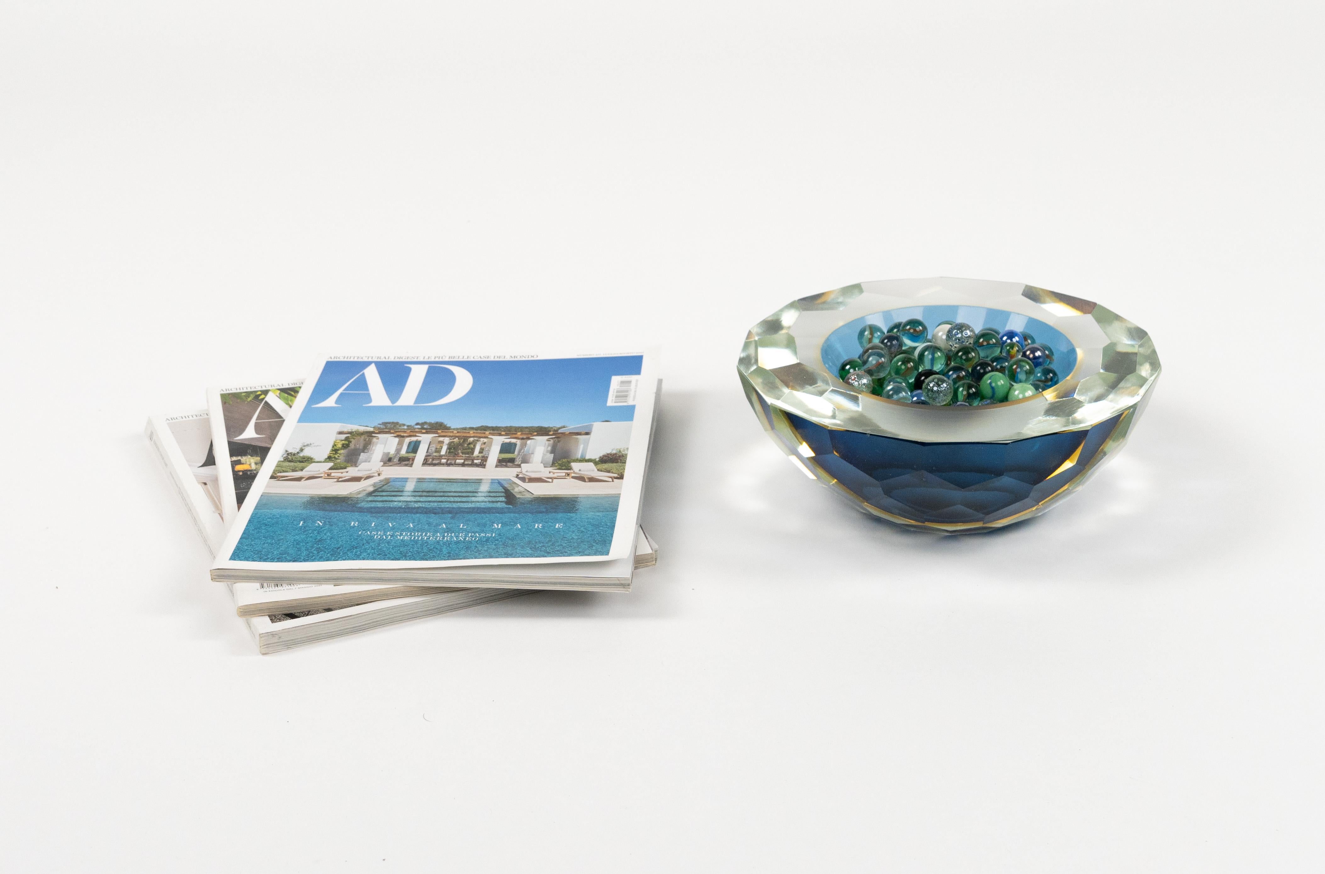 Midcentury Bowl Murano Glass Sommerso by Alessandro Mandruzzato, Italy 1970s For Sale 8