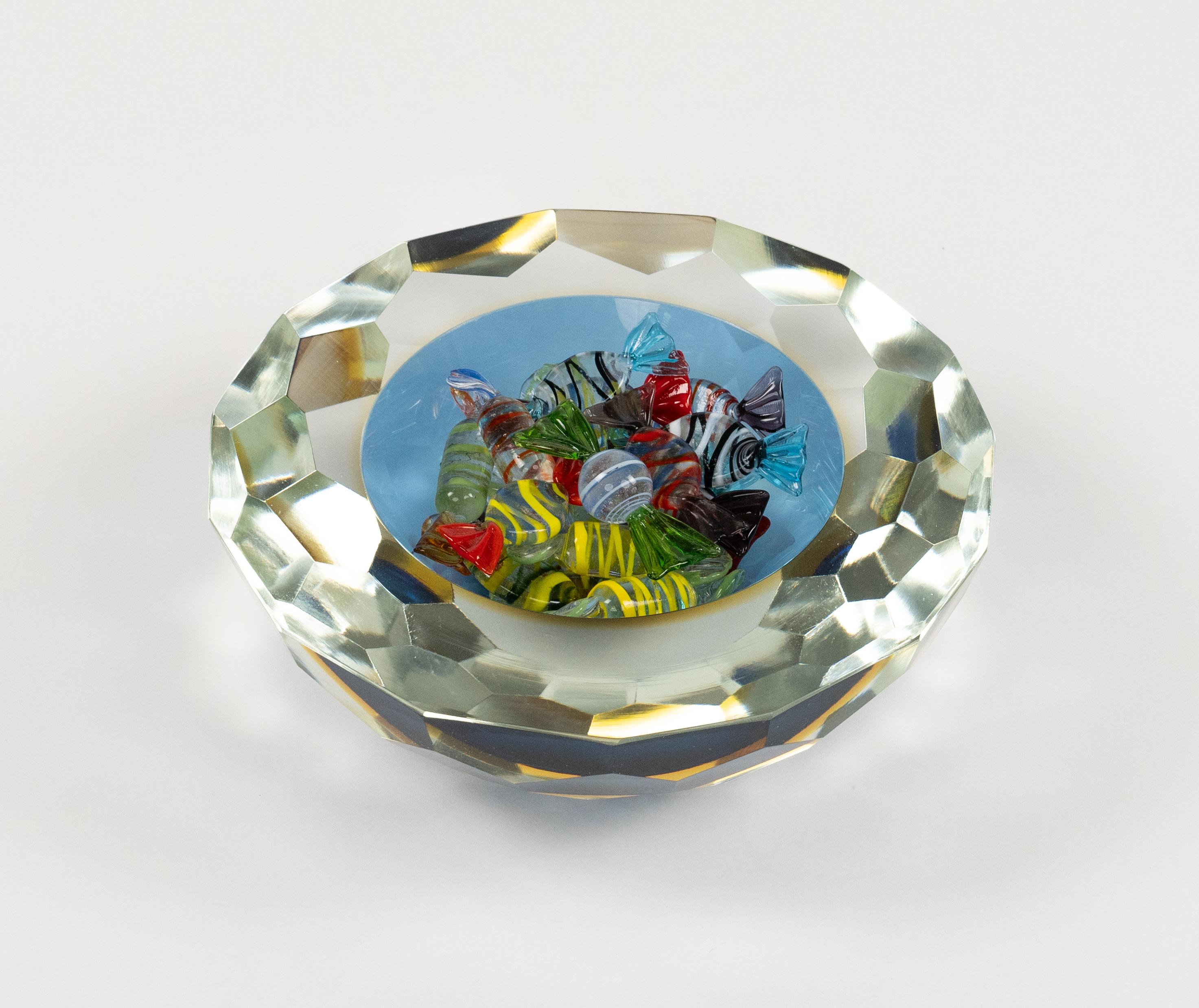 Midcentury Bowl Murano Glass Sommerso by Alessandro Mandruzzato, Italy 1970s For Sale 1