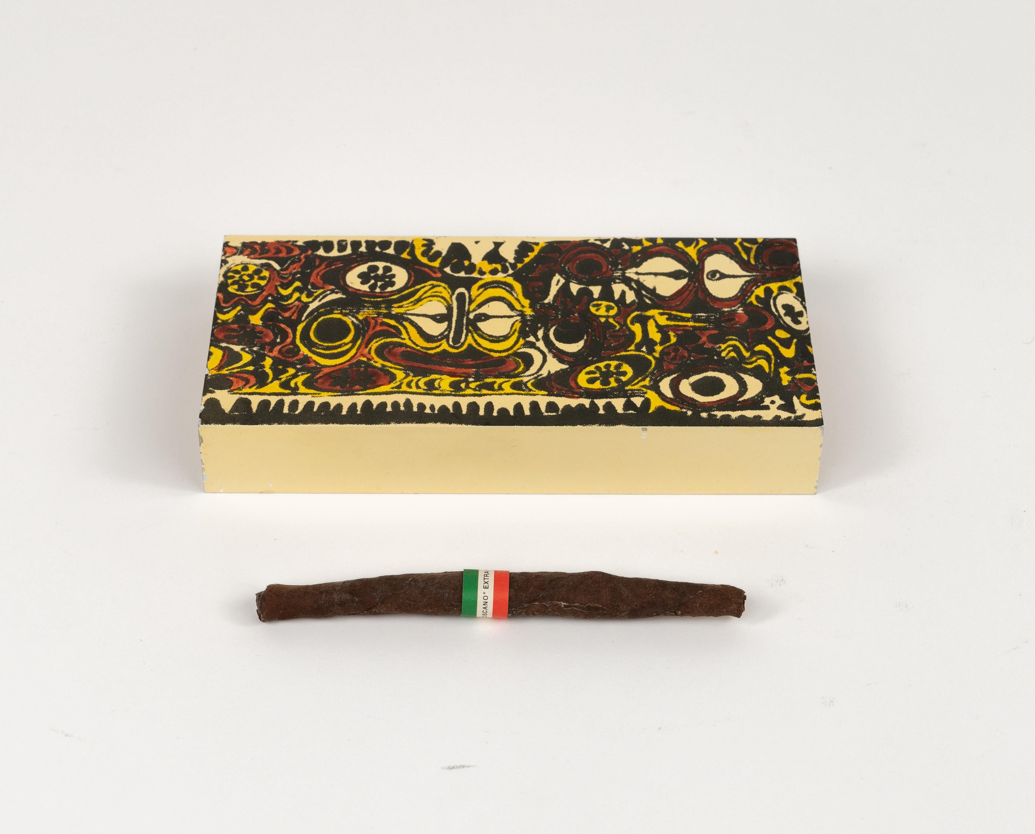 Midcentury Box in Enameled Metal and Wood Att. Piero Fornasetti, Italy 1960s For Sale 4