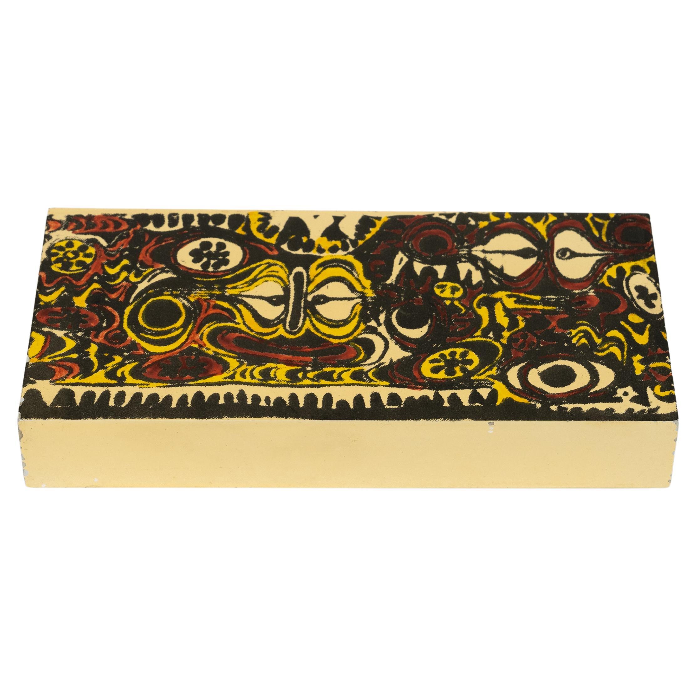 Midcentury Box in Enameled Metal and Wood Att. Piero Fornasetti, Italy 1960s For Sale