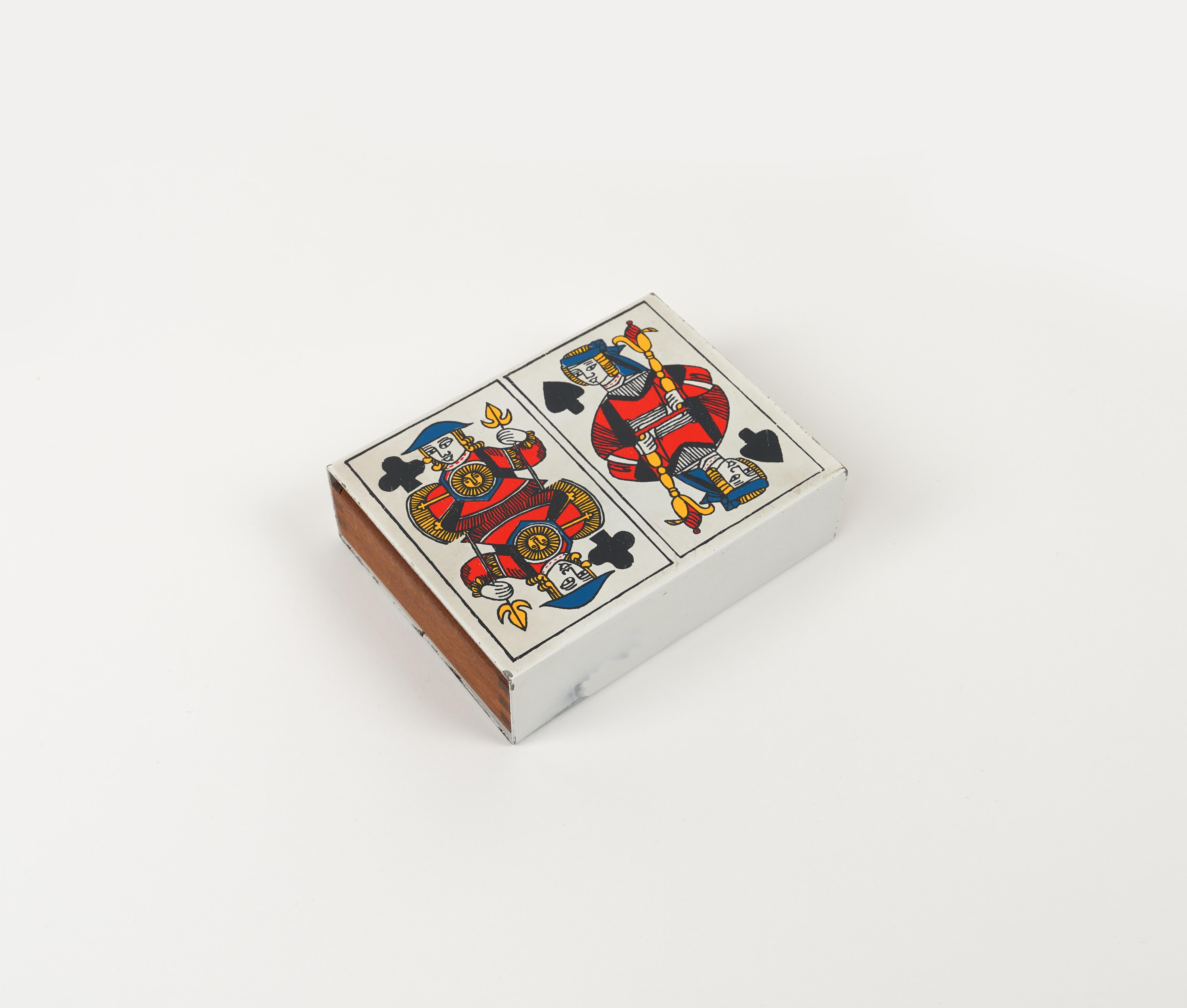 Mid-Century Modern Midcentury Box in Enameled Metal and Wood by Piero Fornasetti, Italy 1960s