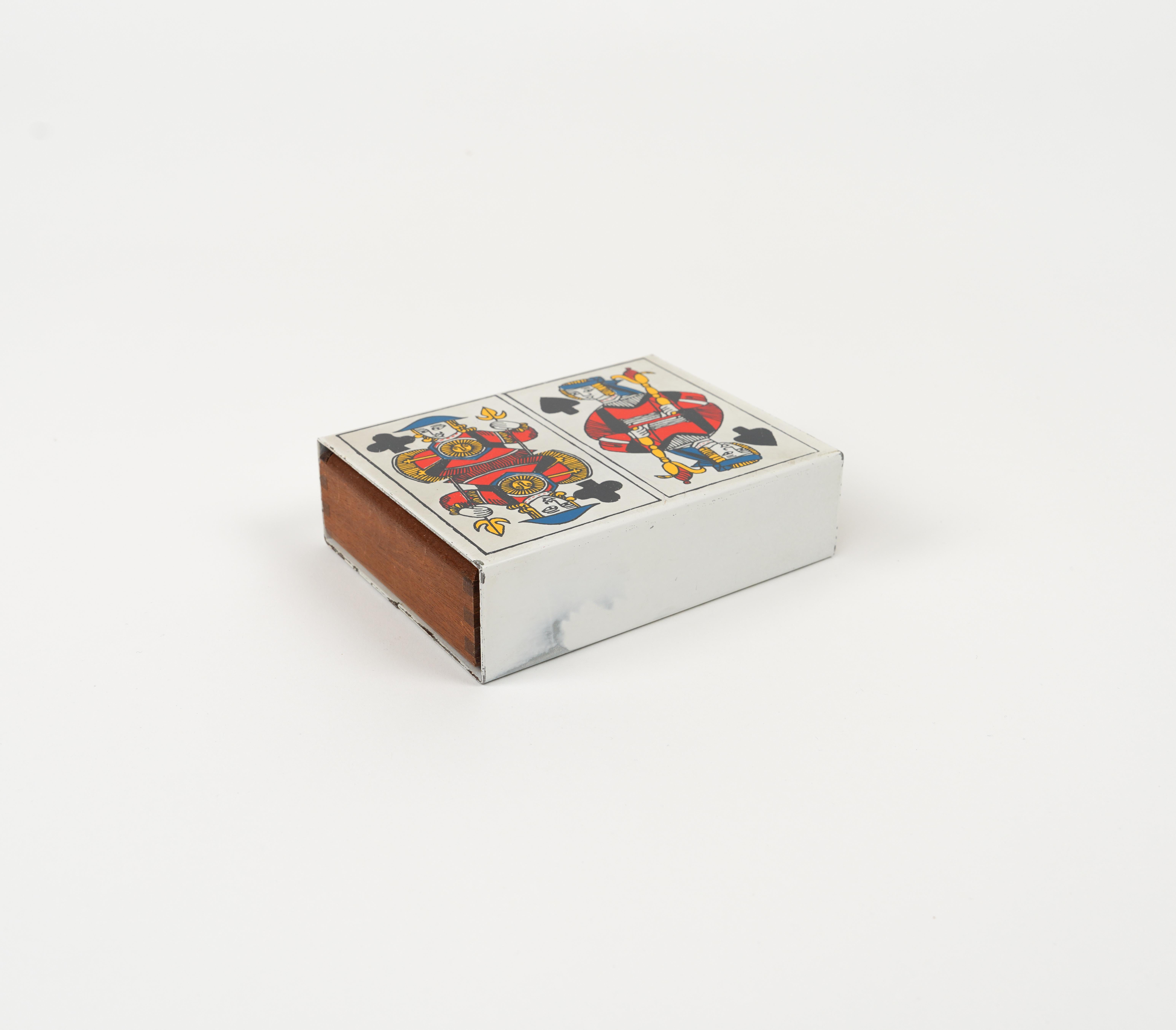 Italian Midcentury Box in Enameled Metal and Wood by Piero Fornasetti, Italy 1960s