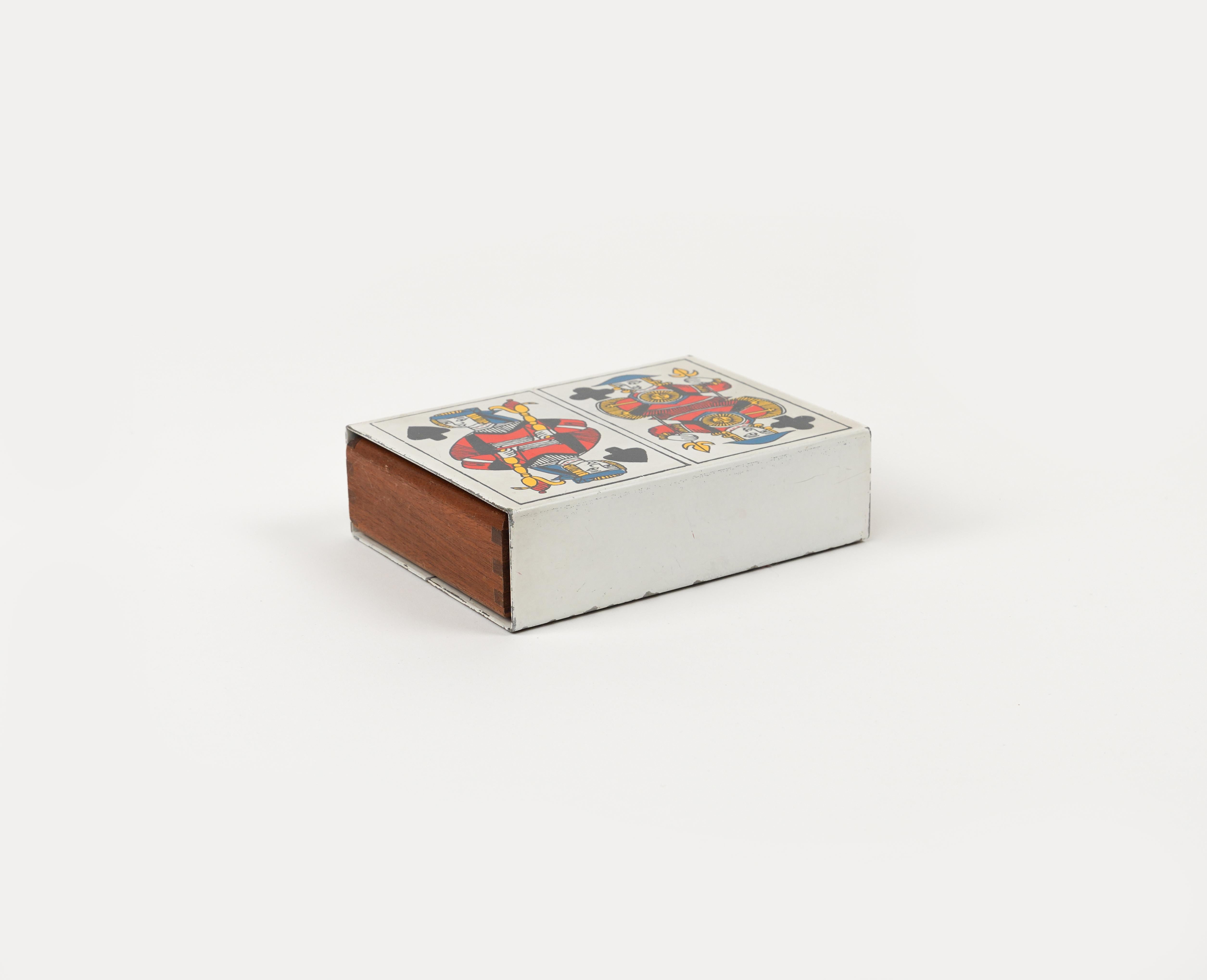 Midcentury Box in Enameled Metal and Wood by Piero Fornasetti, Italy 1960s In Good Condition In Rome, IT