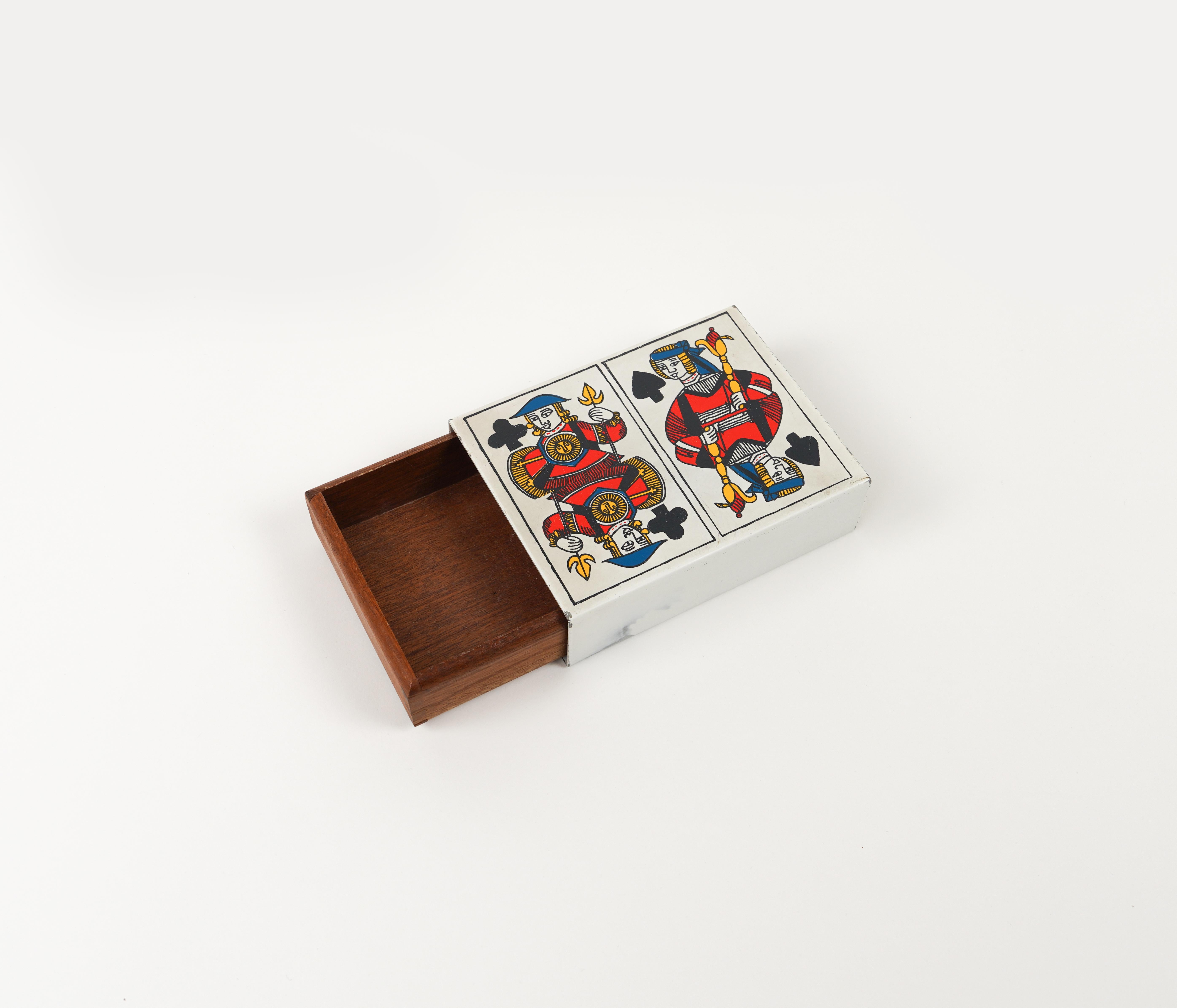 Midcentury Box in Enameled Metal and Wood by Piero Fornasetti, Italy 1960s 2