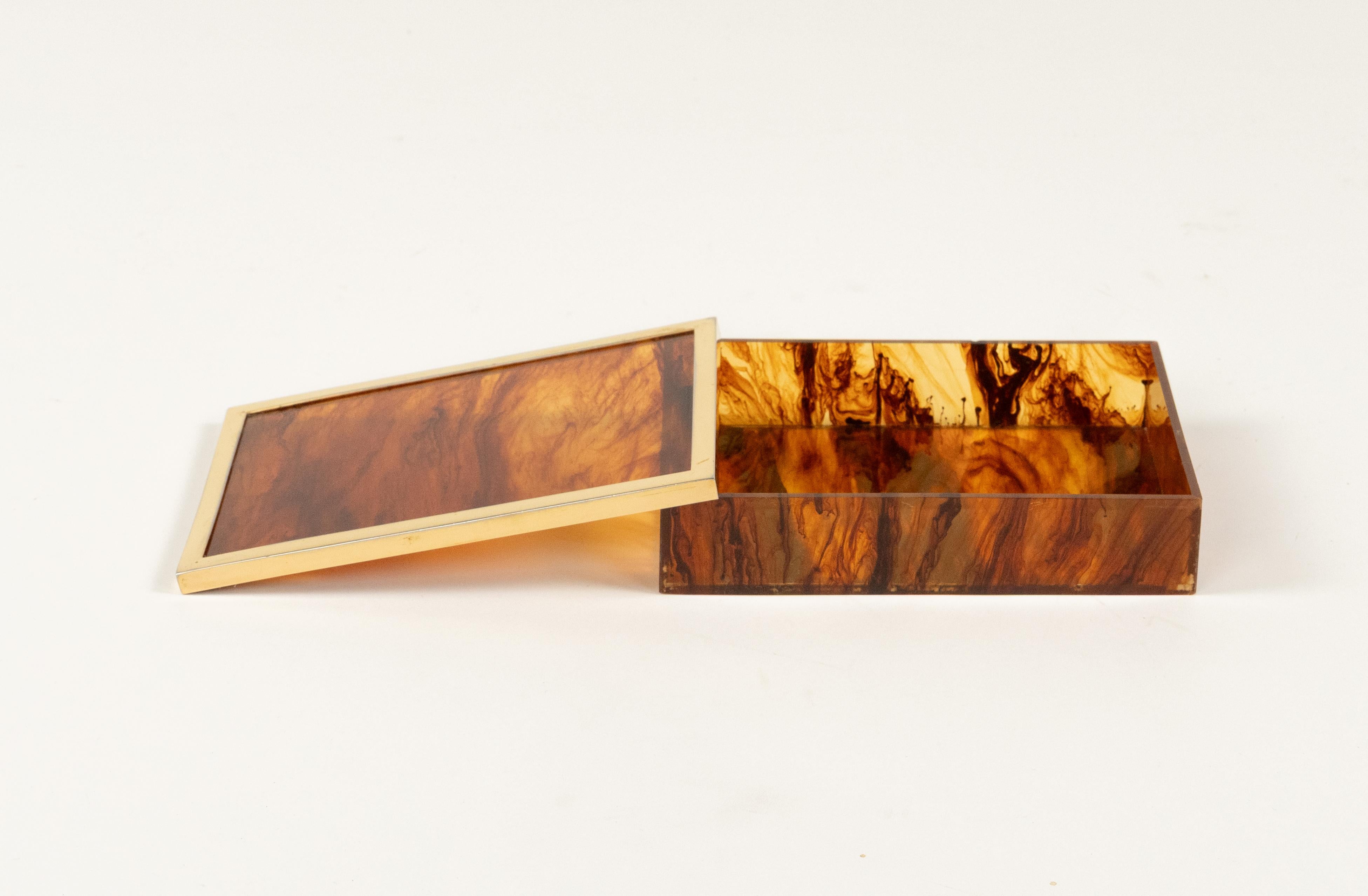 Midcentury Box in Faux Tortoiseshell Lucite Christian Dior Style, Italy 1970s For Sale 5