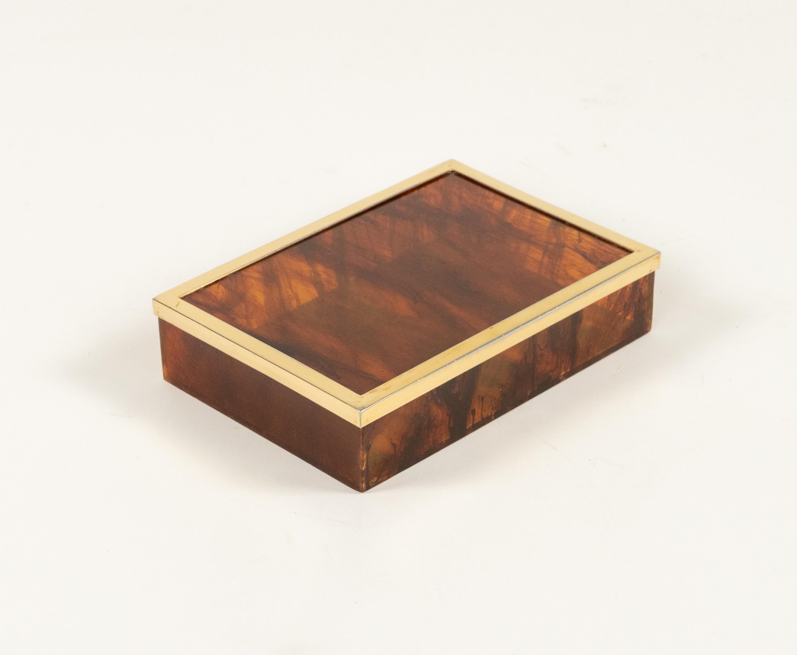 Mid-Century Modern Midcentury Box in Faux Tortoiseshell Lucite Christian Dior Style, Italy 1970s For Sale