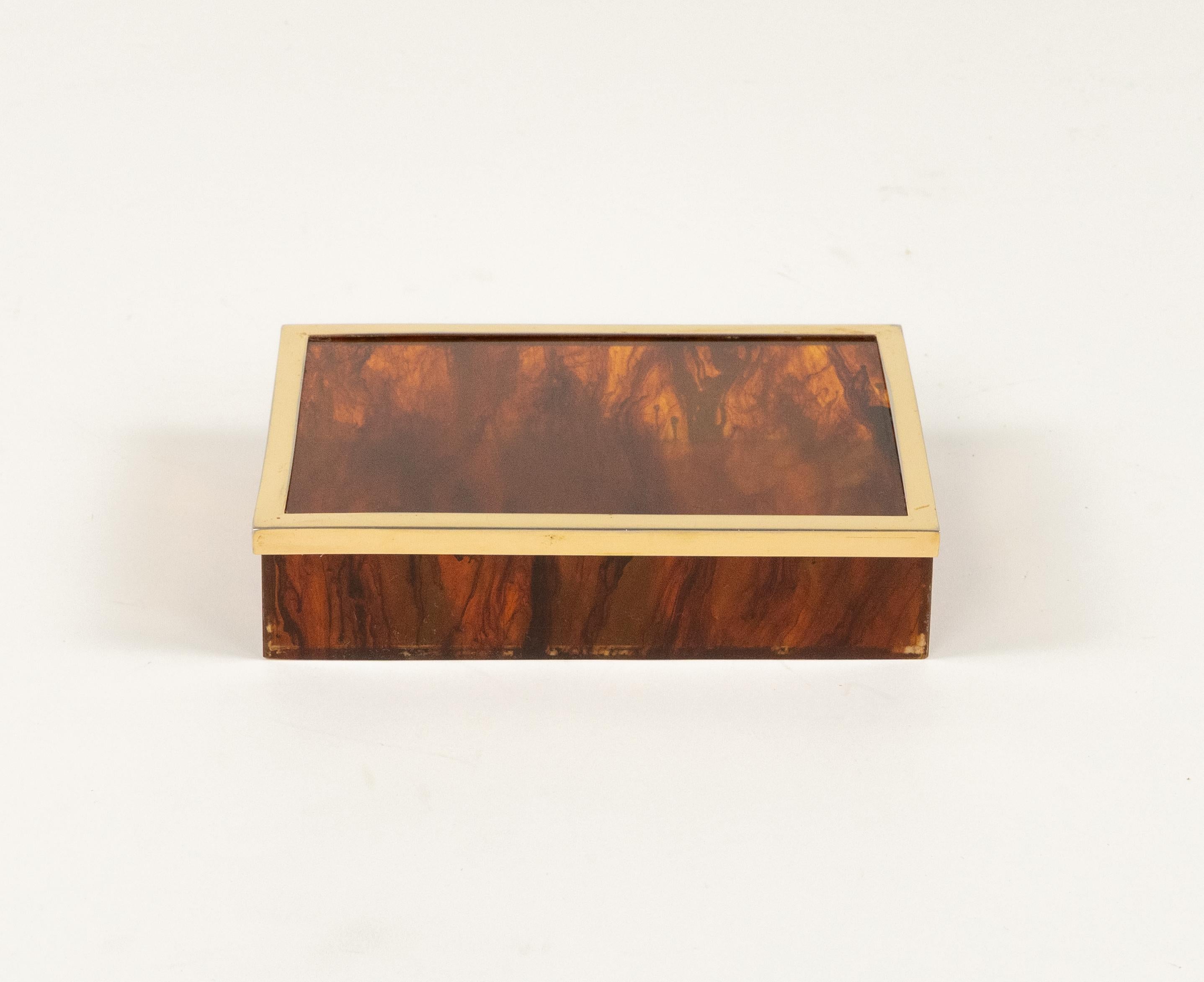 Midcentury Box in Faux Tortoiseshell Lucite Christian Dior Style, Italy 1970s For Sale 2